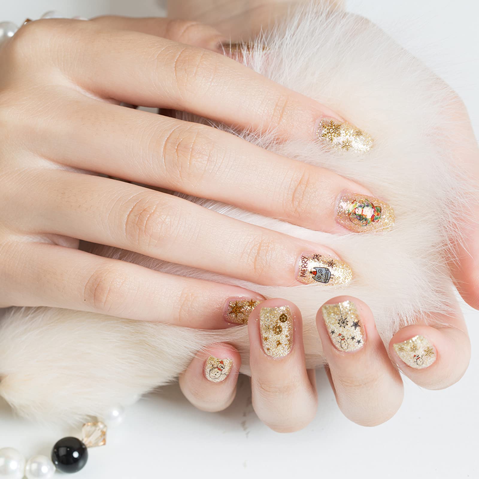 AIEX 12 Sheets Christmas Nail Stickers - Santa Claus, Elk & Christmas Tree Nail Art Decals for Holiday Manicures | DIY Christmas Nail Decor for Parties, Gifts & Festive Beauty