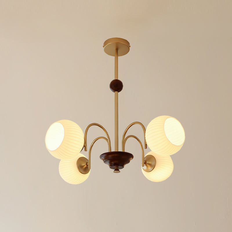 Elegant Sculptural Glass Ribbed Chandelier - Modern Crystal Ceiling Light Fixture for Dining Room, Living Room, Bedroom & Entryway - Perfect for Home Decor & Interior Design