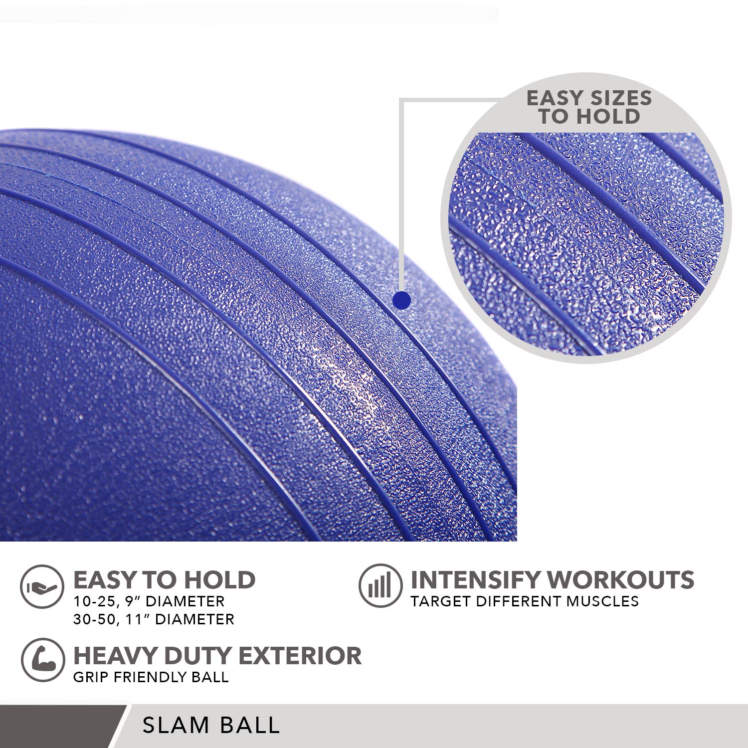 Day 1 Fitness 45 lbs Weighted Slam Ball - No Bounce Medicine Ball for High Intensity Training, Functional Strength Workouts & Cardio Exercises | Perfect for CrossFit, Home Gym & Functional Fitness Training