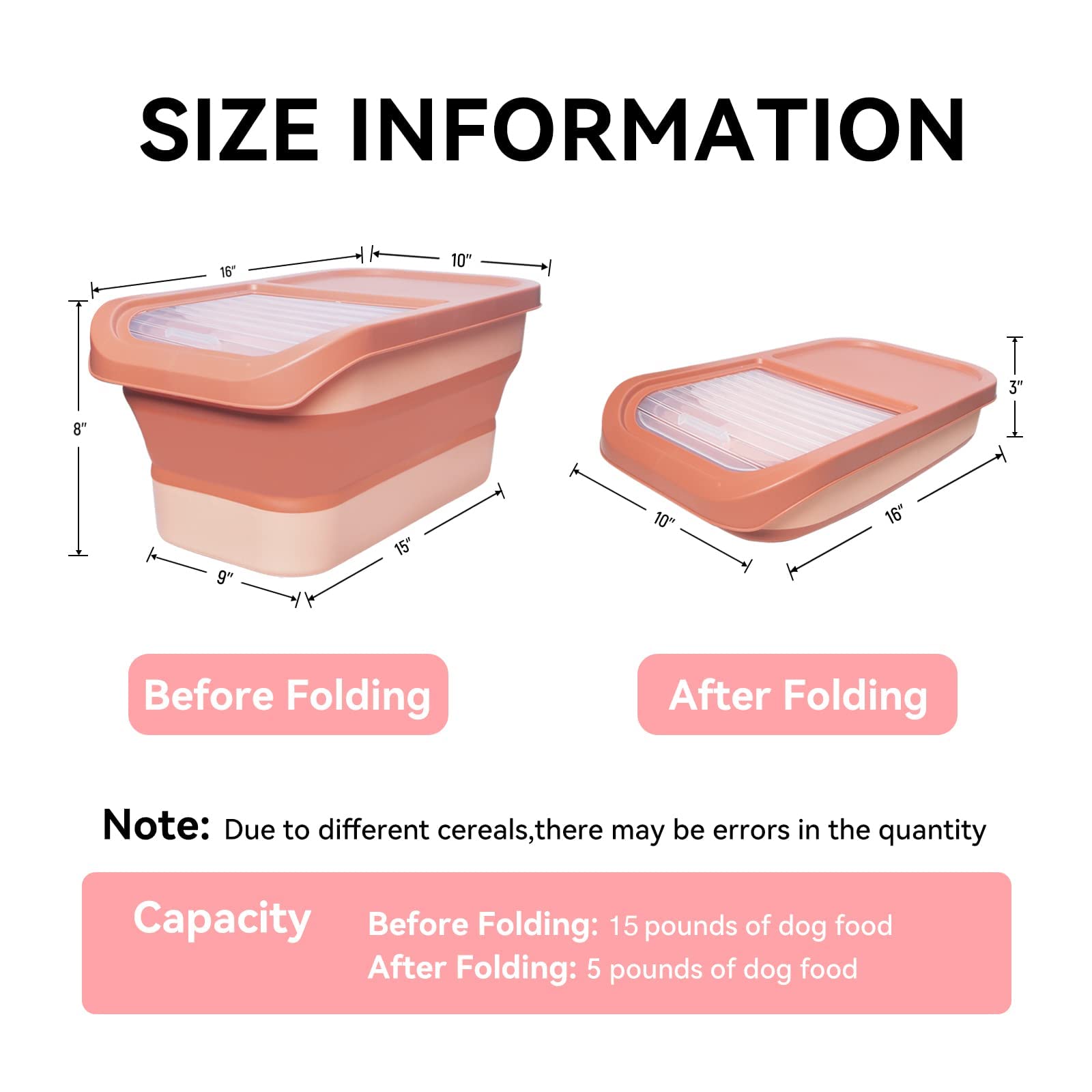 10-13 Lbs Collapsible Dog Food Storage Container with Sliding Lid - Includes Scoop & Silicone Bowl - Airtight Pet Food Storage for Dogs, Cats & Small Animals (Red) - Perfect for Travel, Camping & Home Kitchen Organization