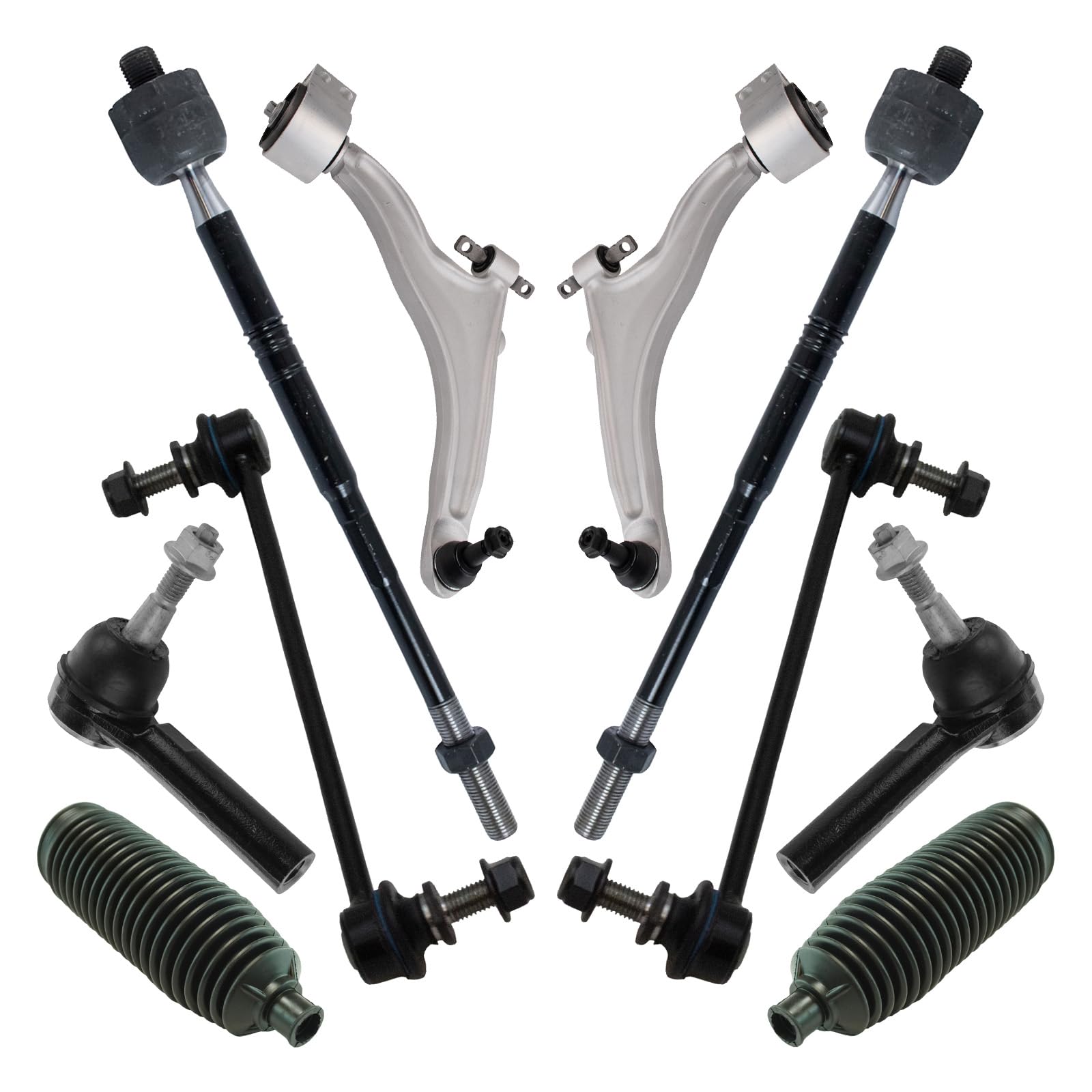TRQ Front Steering & Suspension Kit - Control Arm with Ball Joint, Steering Rack & Pinion, Bellow, Sway Bar Stabilizer Link, Tie Rod - Compatible with 2010-2016 Cadillac SRX - Perfect for Smooth Ride & Enhanced Vehicle Control