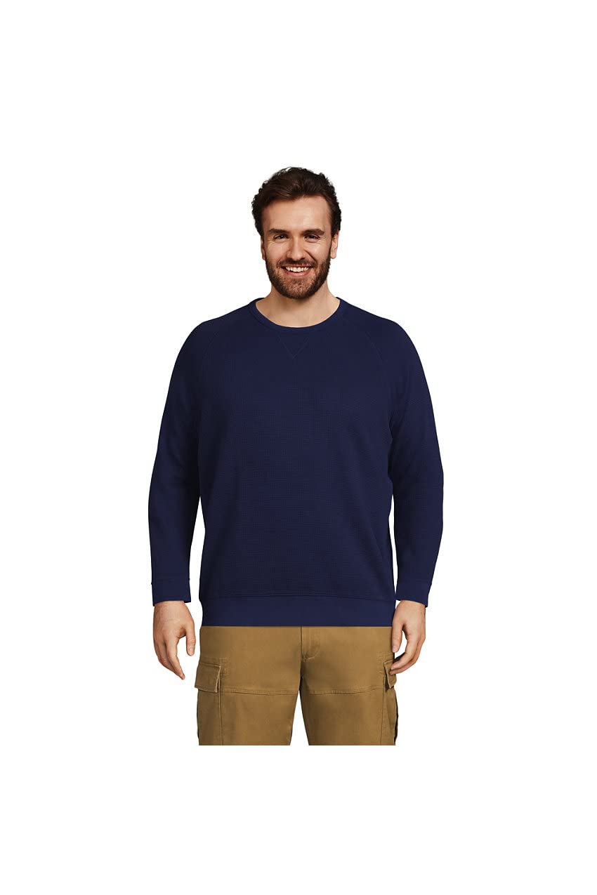 Lands' End Men's Long Sleeve Waffle Crew Sweatshirt - Soft Thermal Knit Pullover for Winter & Fall - Casual Warm Layering for Outdoor Activities, Camping, and Workwear