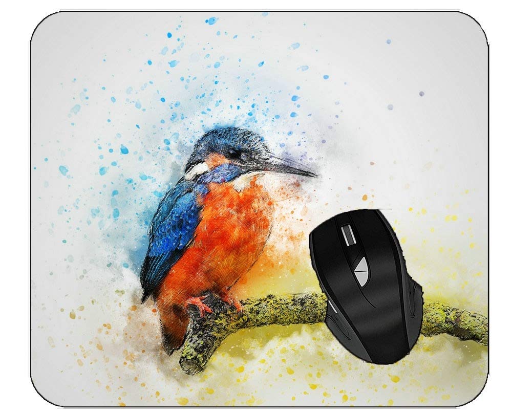 Premium Gaming Mouse Pad with Kingfisher Watercolor Art - Non-Slip Office Mouse Mat for PC, Laptop & Workstation | Perfect for Gamers, Graphic Designers & Home Office Use