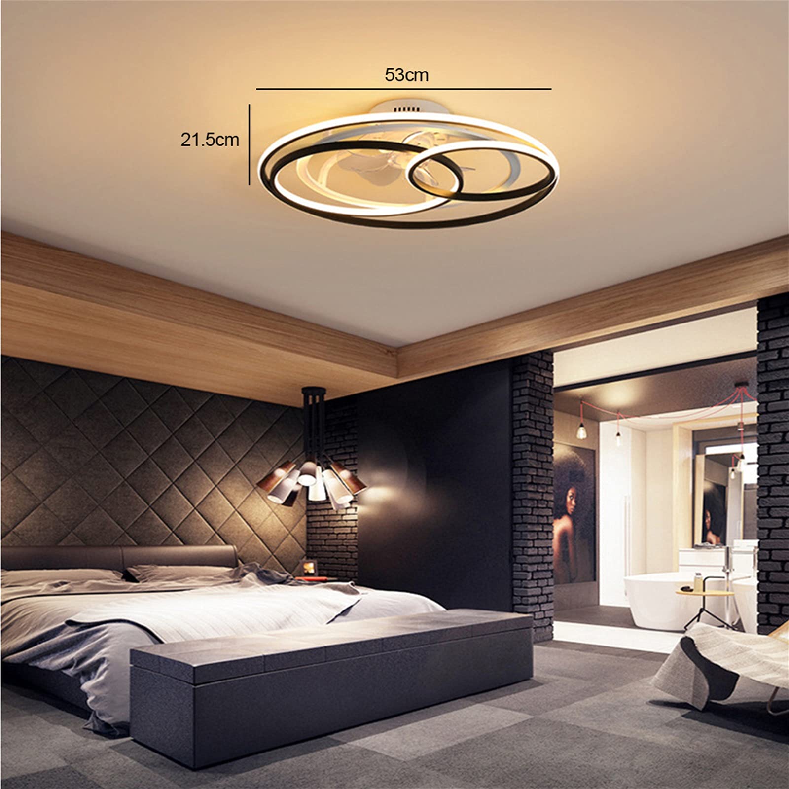 Bladeless Ceiling Fan with Lights and Remote Control - Modern Low Profile Enclosed Design, Dimmable 3-Color Lighting with Timer - Perfect for Kids Room, Bedroom, Living Room, and Office Spaces