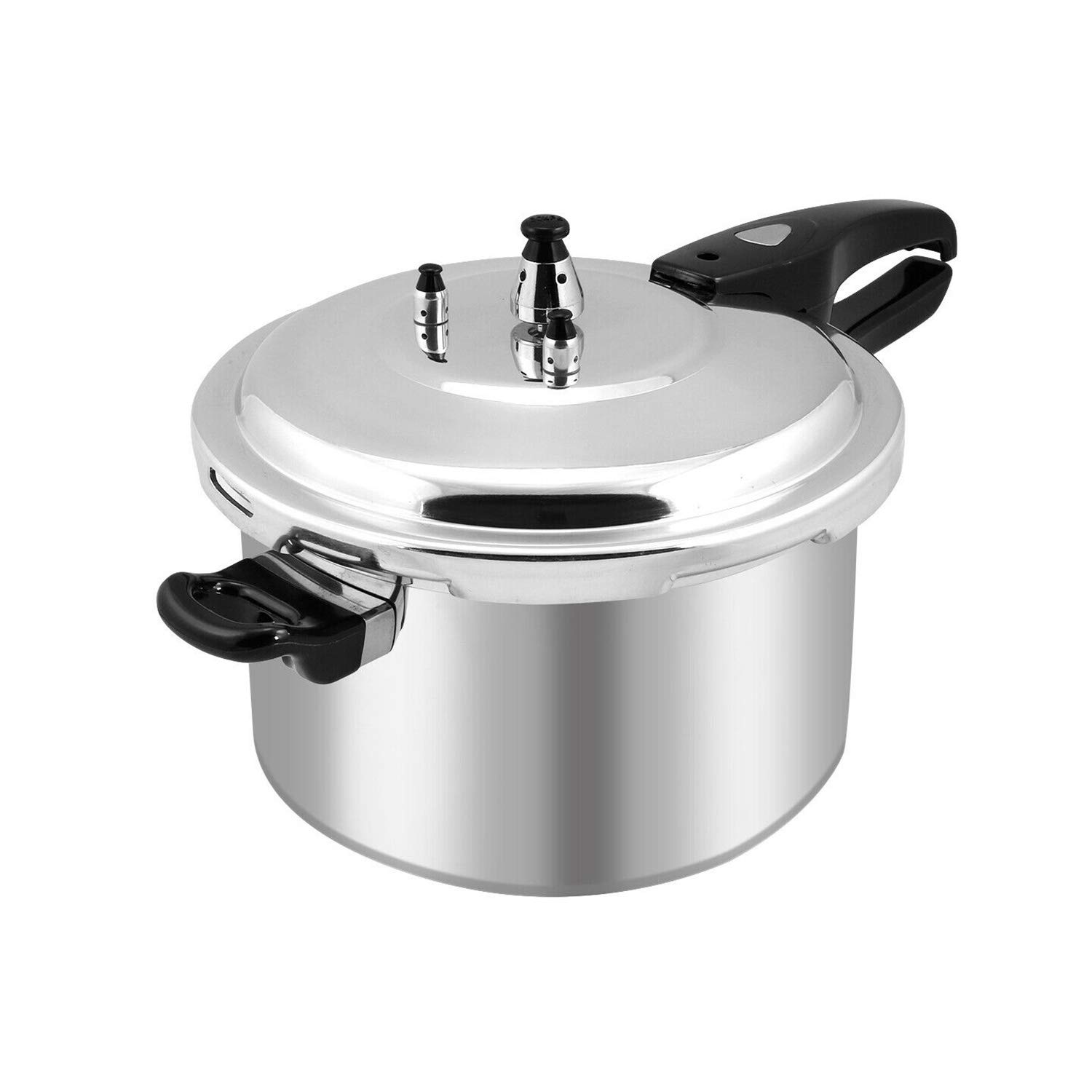 Premium 8 Quart Manual Aluminum Pressure Cooker with Steamer Basket - Fast Cooking, Large Capacity, Stay-Cool Handles & Auto Safety Lock - Ideal for Canning, Soups & Meal Prep (Silver)