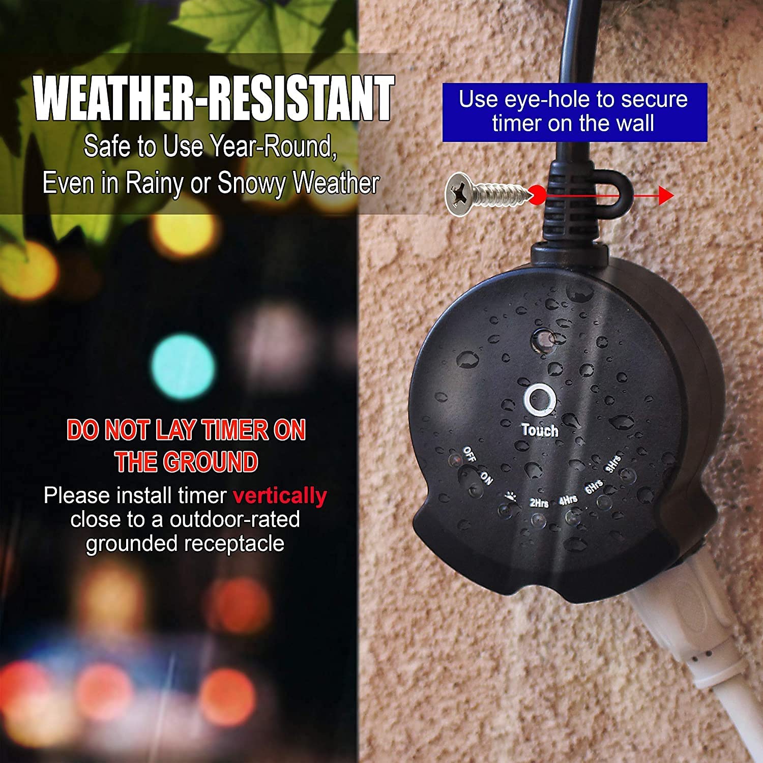 **Outdoor Lighting Timer with 12 ft Extension Cord - Waterproof, Heavy Duty, Programmable for Garden, Patio & Holiday Lights - CPCO95005**