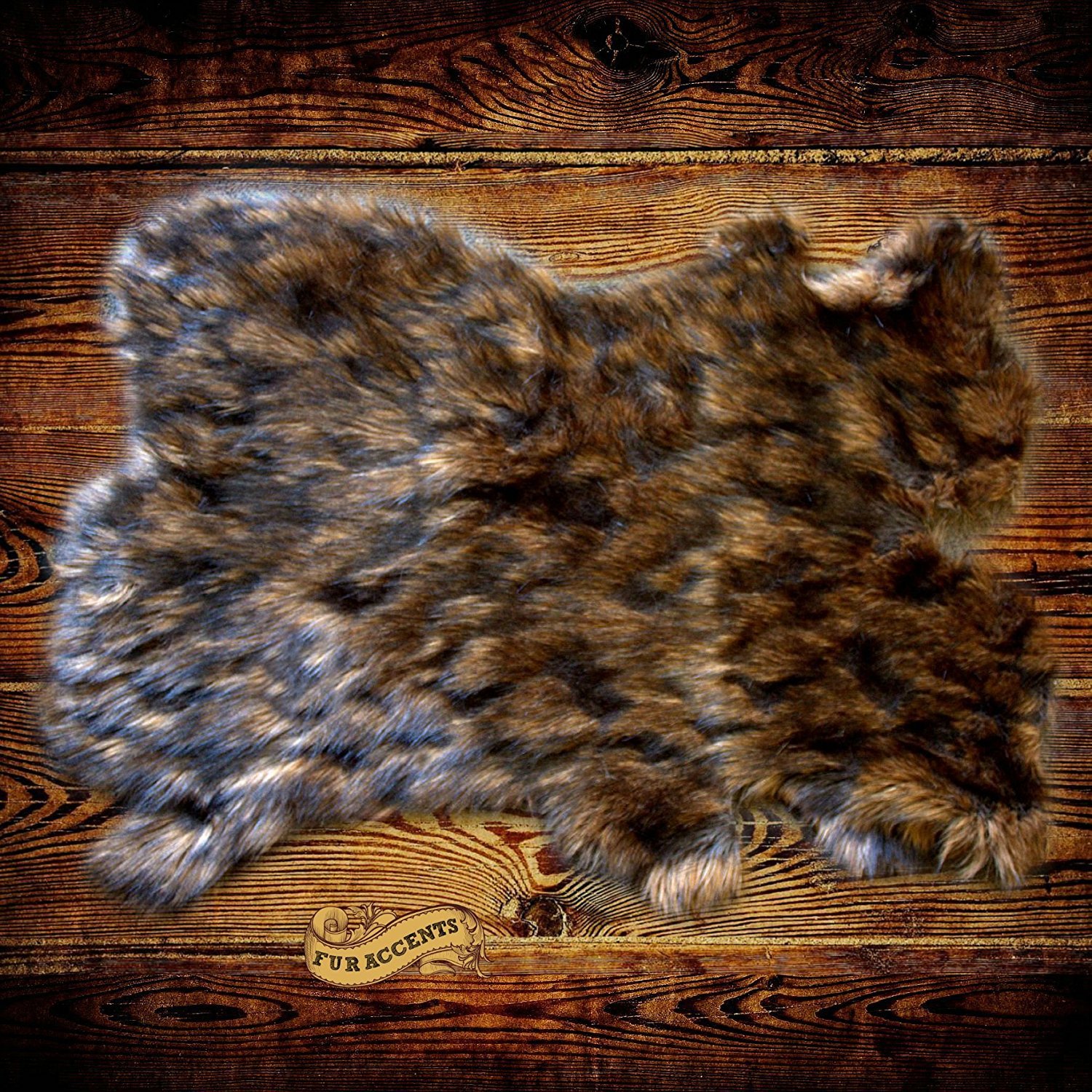 Luxury Faux Fur Throw Rug - Medium Wolf Shag, Bear Skin & Sheepskin Pelt Design - 2'x4' Soft Suede Lined Flokati Rug for Living Room, Bedroom & Home Decor