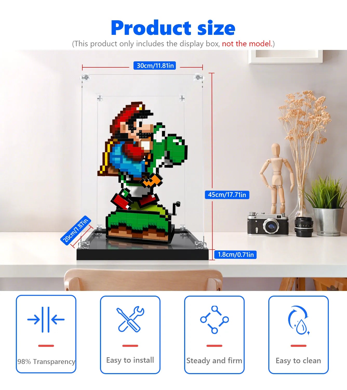 LEGO Super Mario World™: Mario & Yoshi 71438 Display Case - Protective Showcase for LEGO Building Blocks - Perfect for Collectors & Home Decor
