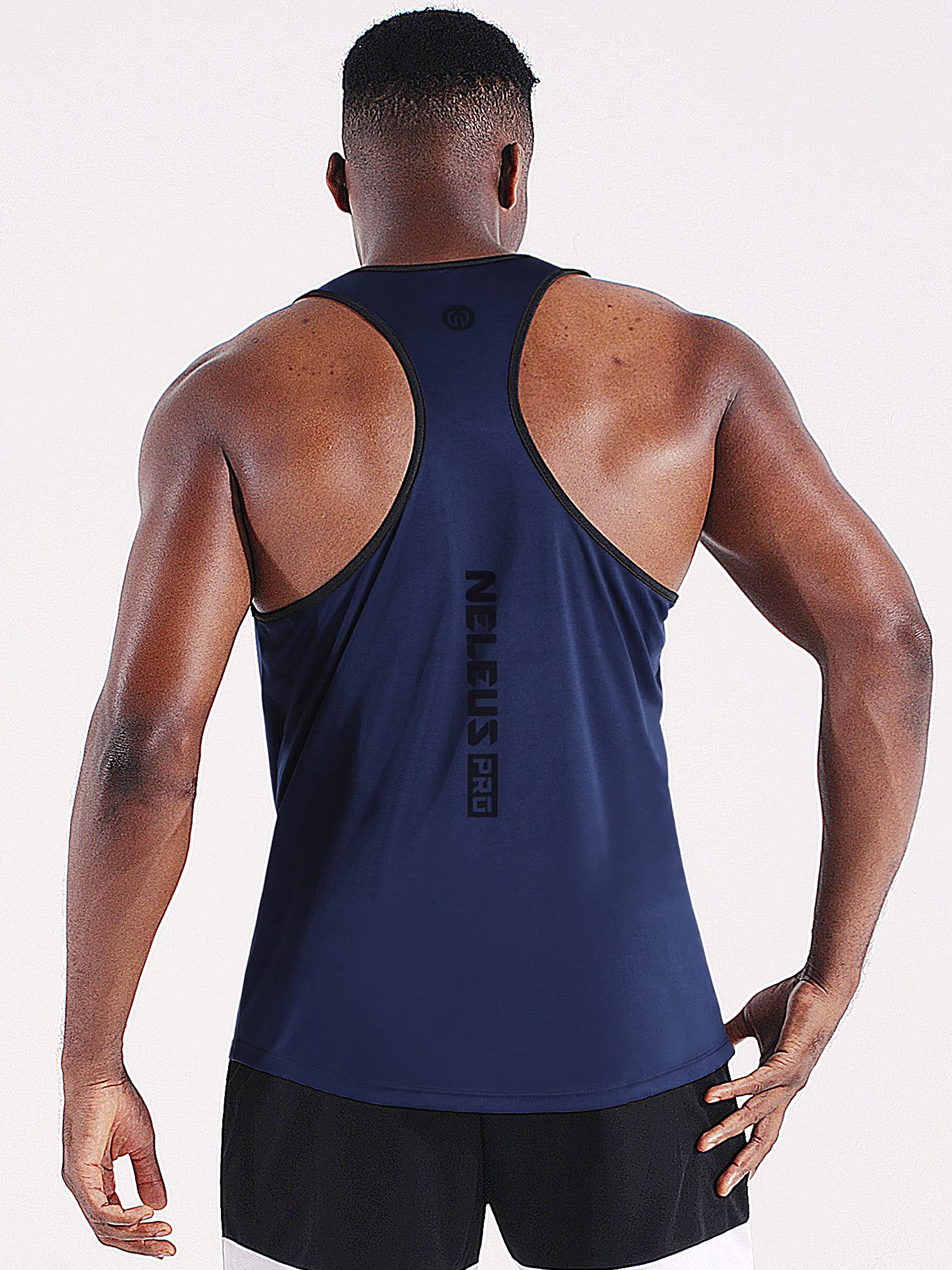NELEUS Men's 3 Pack Running Tank Top - Moisture Wicking Quick Dry Athletic Shirts - Y-Back Workout Tank Tops for Gym, Jogging & Summer Sports