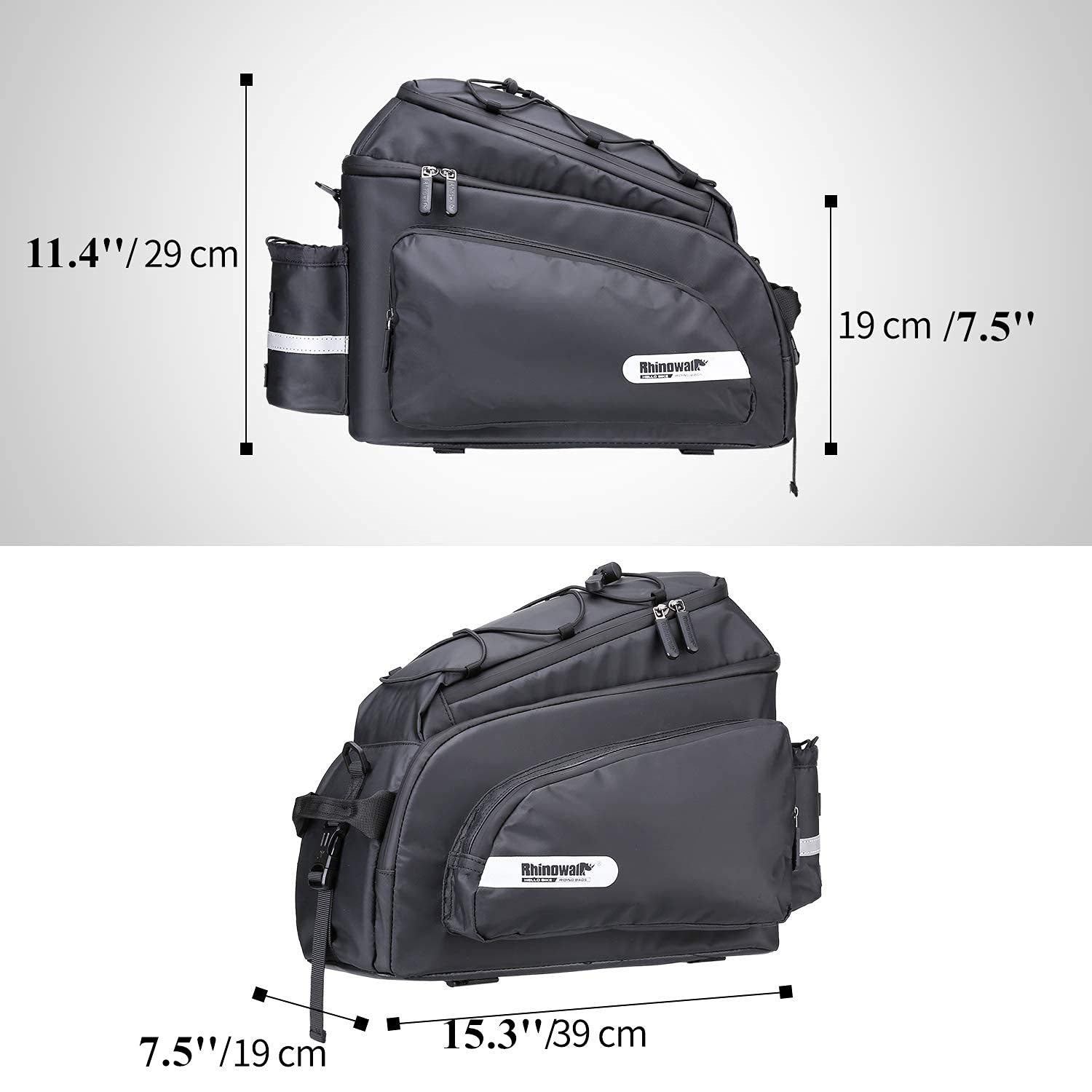 HUNTVP 17L Waterproof Bike Trunk Bag - Rear Seat Pannier for Bicycle Cargo Rack, Commuter Shoulder Bag with Laptop Compartment (Black) | Perfect for Cycling, Urban Commuting & Outdoor Adventures
