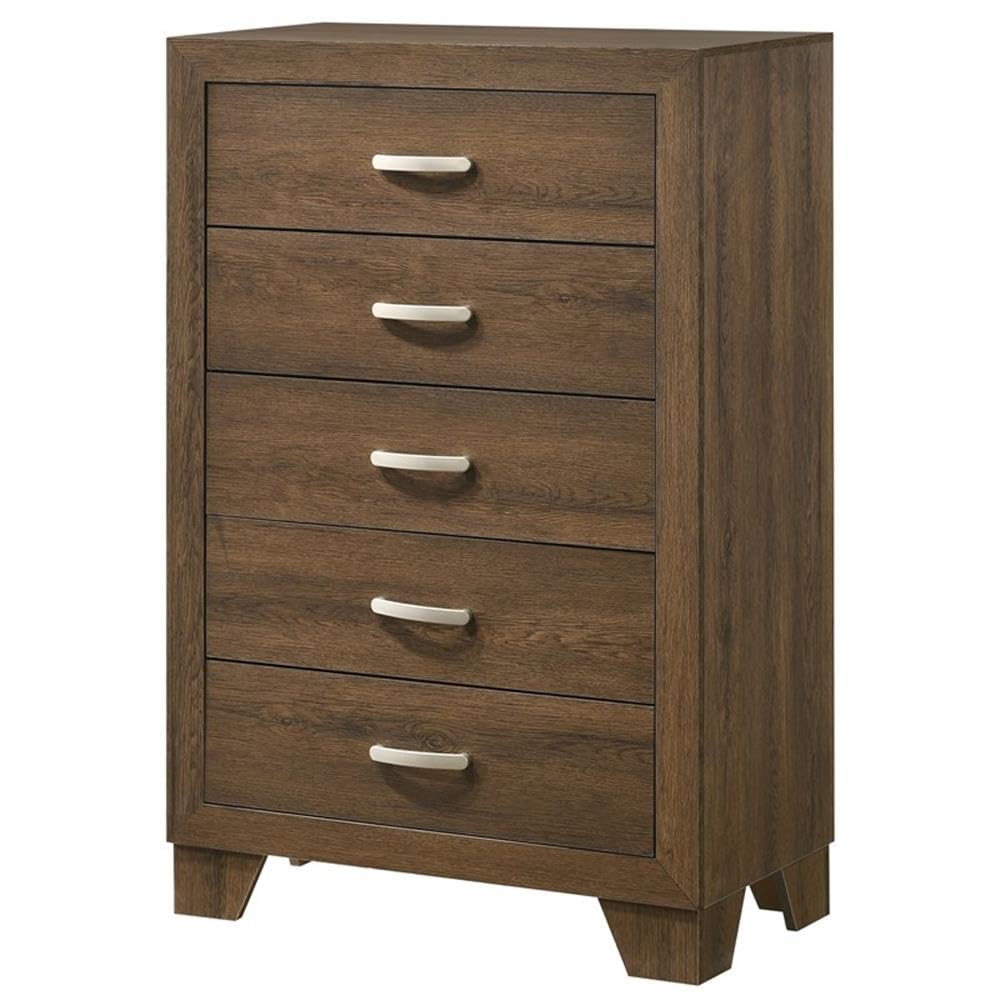 Acme Miquell 5-Drawer Composite Wood Dresser - Solid Oak Finish Bedroom Storage Chest | Perfect for Master Bedroom, Guest Room & Closet Organization
