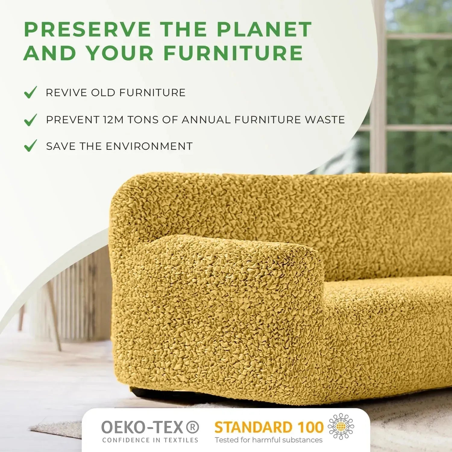 Ottoman Slipcover Medium Size - Premium Fuco Cotton Collection | Perfect for Living Room, Bedroom & Home Decor