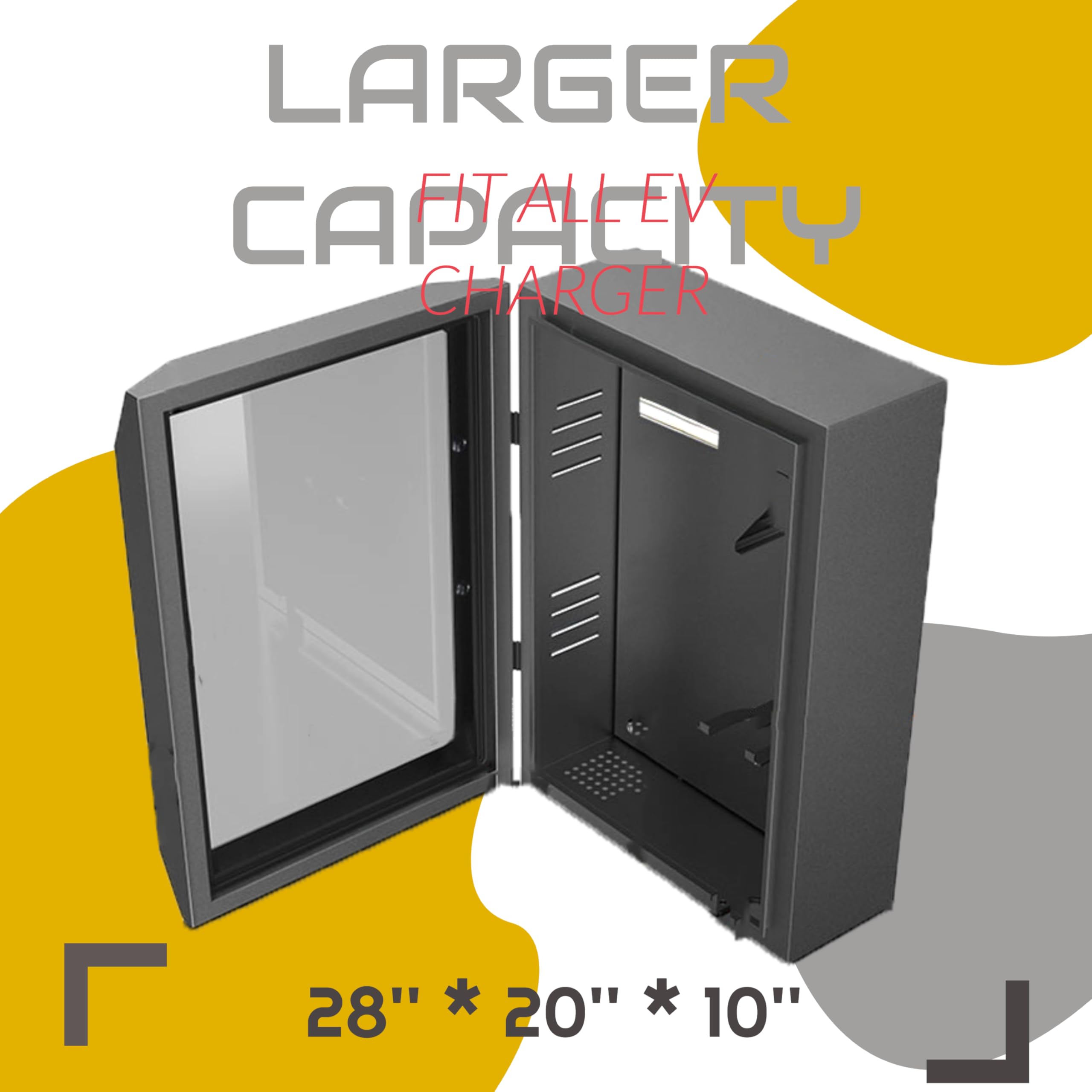 Large Outdoor EV Charger Station Protective Box - Wall Mounted Weatherproof Enclosure for Tesla & Most Electric Vehicle Chargers - Perfect for Home, Garage & Commercial Use