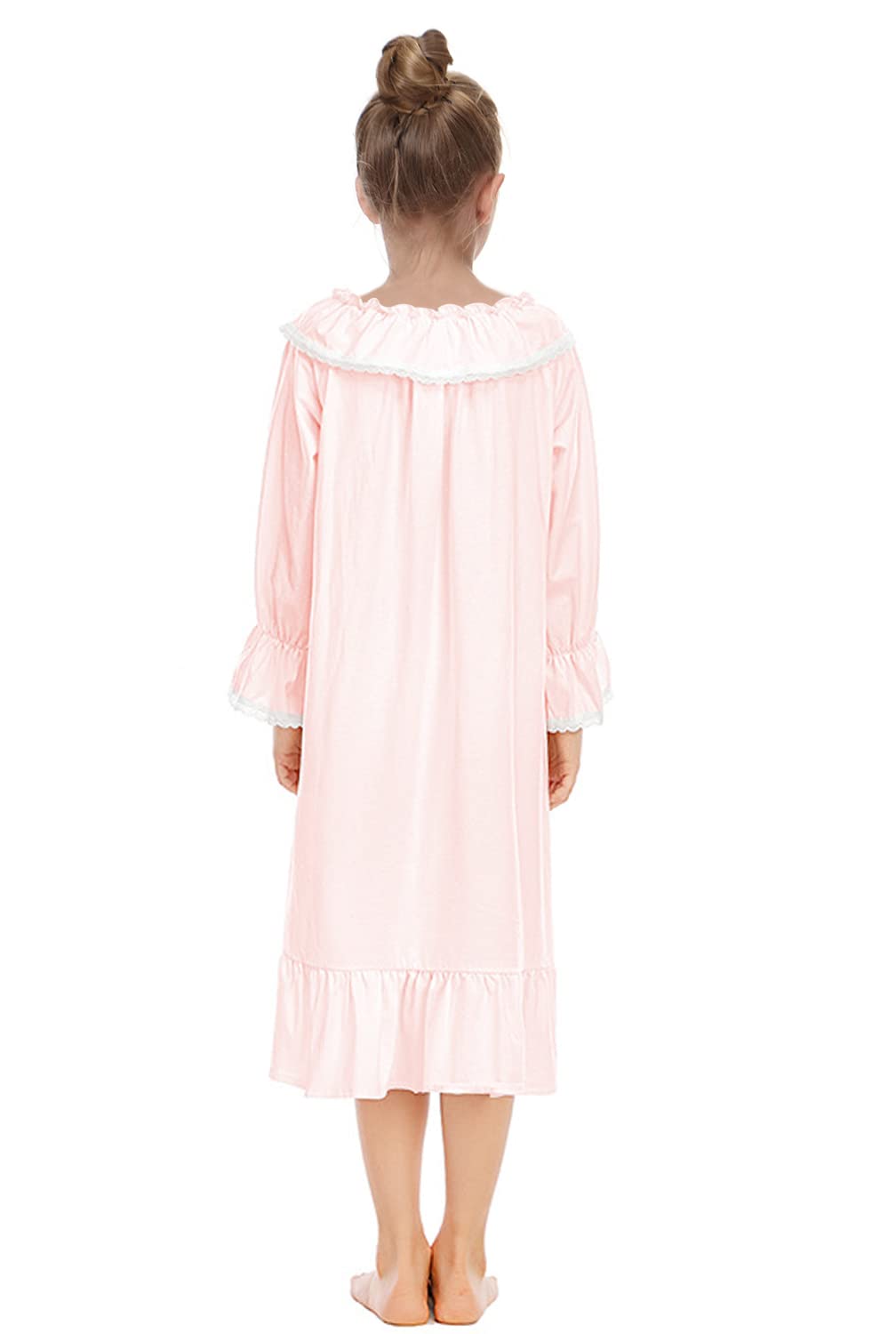 Girls Long Sleeve Cotton Nightgown - Comfy Sleepwear Dress for 4-13 Years | Cute Princess Pajama Set for Bedtime & Lounge Wear | Perfect for Sleepovers, Holidays and Relaxing at Home