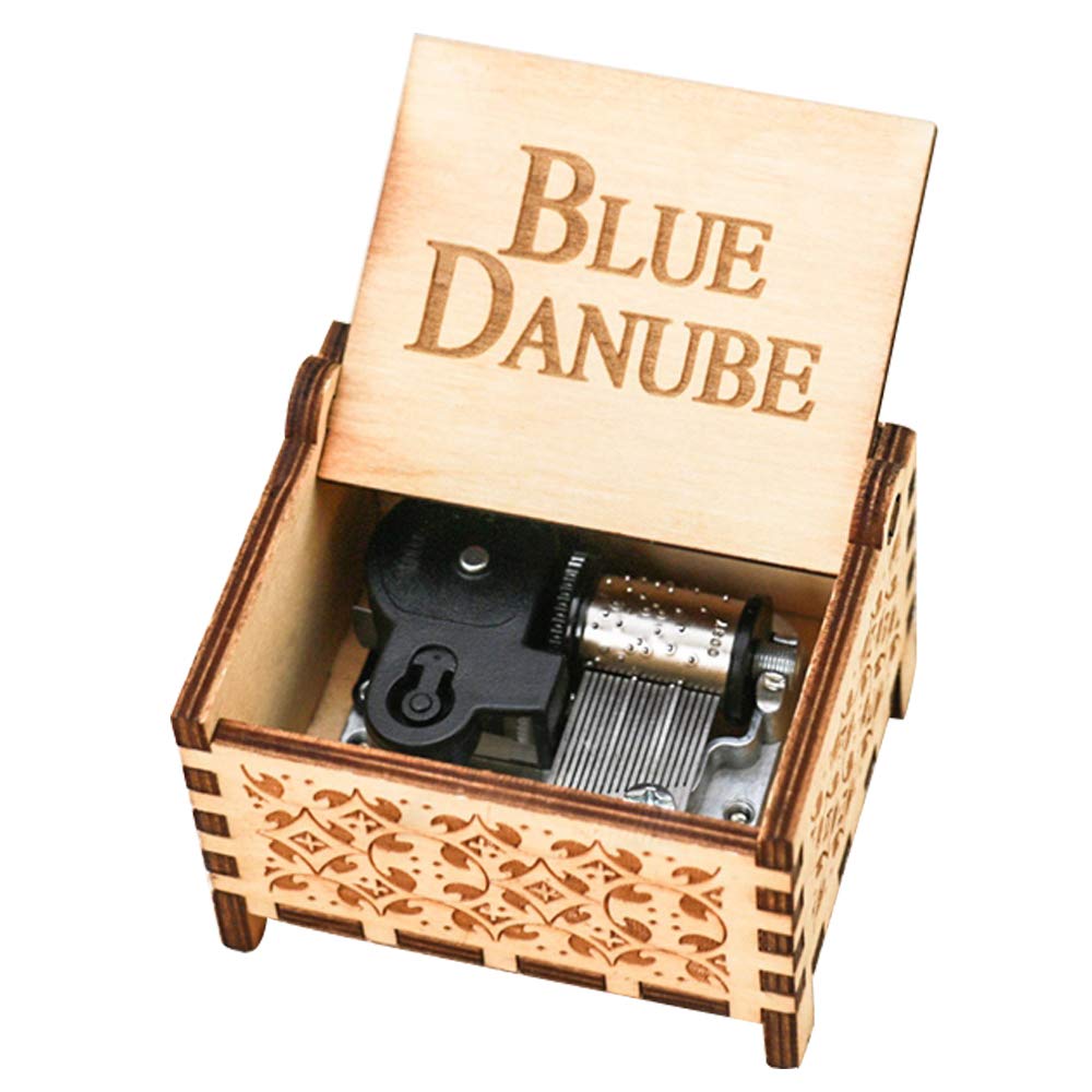 Youtang 18-Note The Blue Danube Wooden Music Box with Wind-Up Clockwork Mechanism - Handcrafted Engraved Musical Gift Box, Plays Classic Waltz Melody - Perfect for Weddings, Anniversaries & Romantic Gifts
