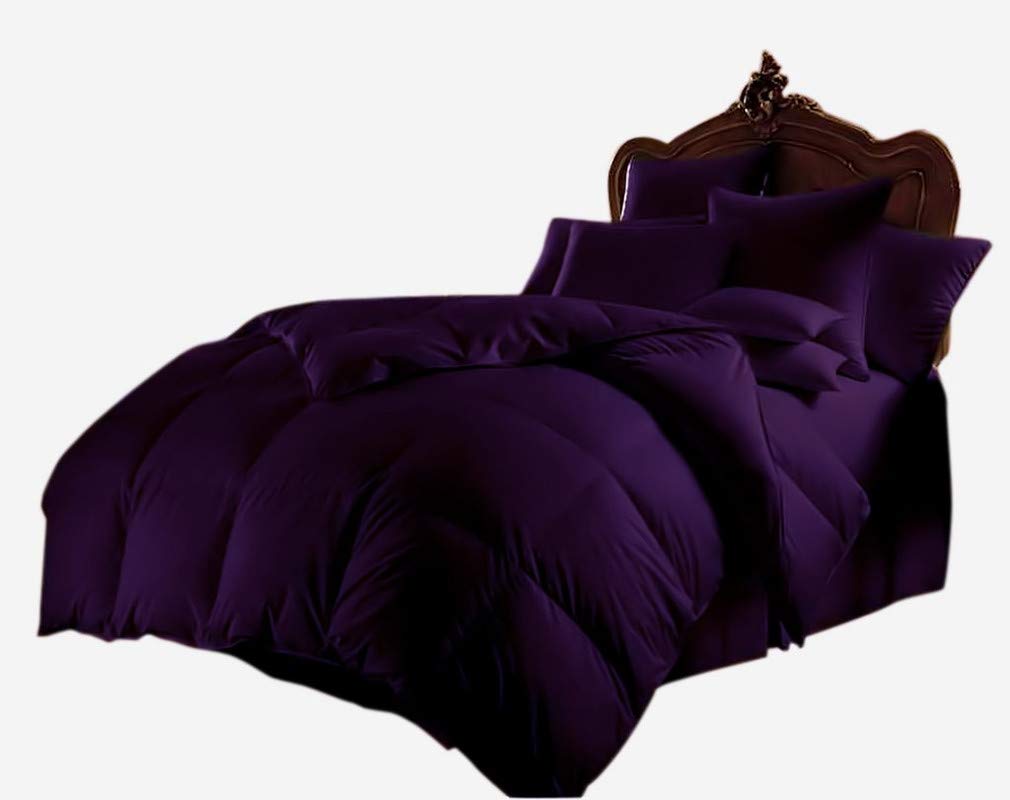 D&D 8-Piece Luxury Bedding Set - Purple Queen Cozy Stitched Comforter 300 GSM with Duvet Cover & 4-Piece Sheet Set - 100% Egyptian Cotton 1000 Thread Count - Perfect for Master Bedroom, Guest Room & Cozy Winter Nights
