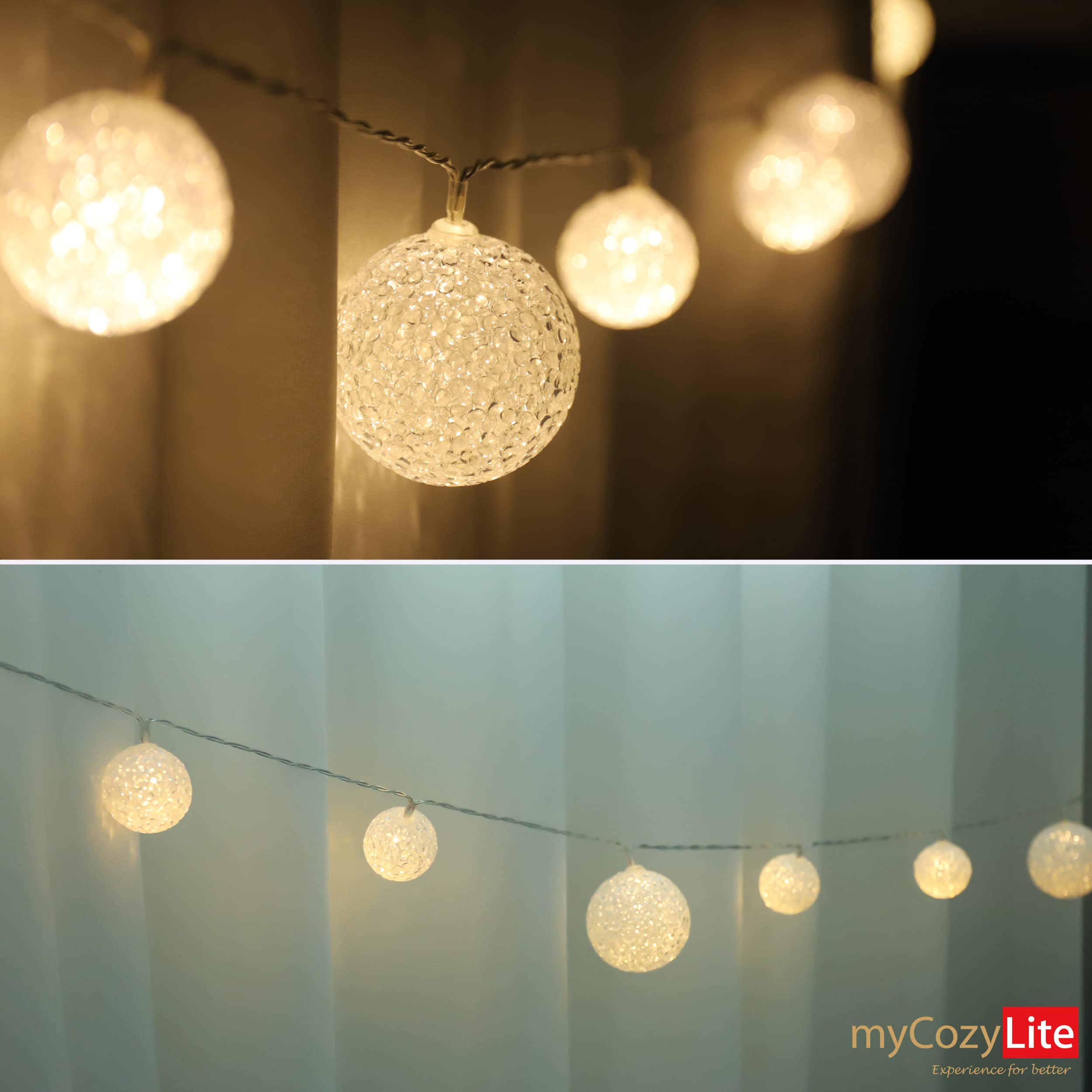 20 Warm White LED Globe String Lights with Timer - Plug in Blinking Fairy Lights for Wedding, Party, Home Decor, Christmas & Holiday - 10ft Connectable Indoor/Outdoor Decorations (Perfect for Bedroom, Garden, Patio & Special Events)
