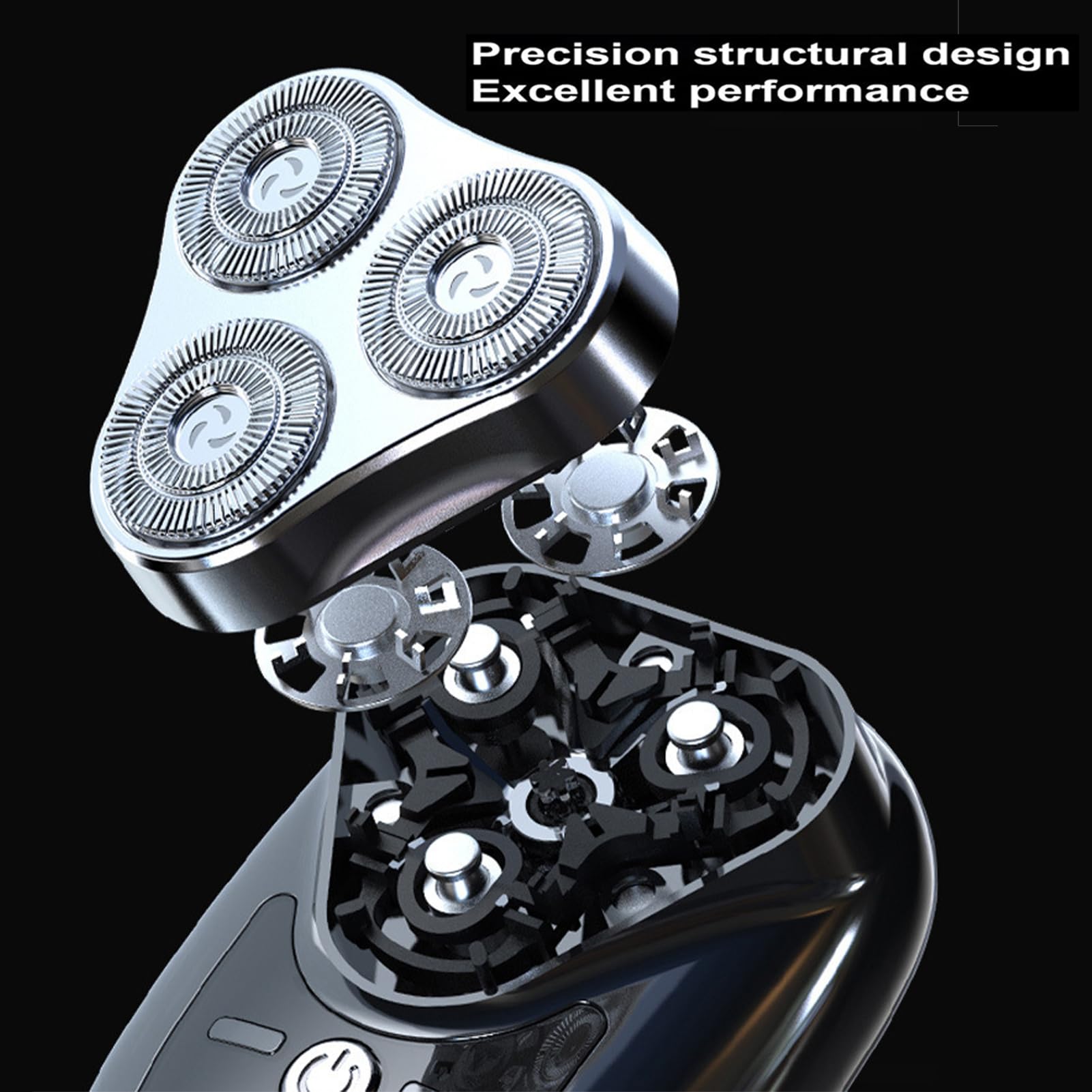 Premium 3-Blade Digital Display Electric Shaver with Original Stone - Rechargeable Men's Facial Hair Trimmer for Travel & Daily Grooming - Silver (Ideal for Home, Office & Gym Use)