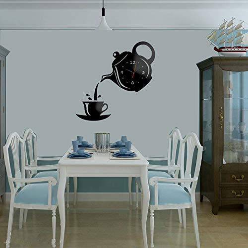 Creative DIY Acrylic Coffee Cup & Teapot 3D Wall Clock - Modern Kitchen, Living Room & Dining Room Decor - Unique Home Wall Clock for Coffee Lovers & Tea Enthusiasts