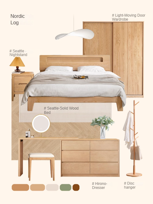 Solid Oak Wood Sliding Door Wardrobe Closet - Modern Storage Solution for Bedroom, Living Room & Office Organization