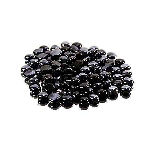 Premium WGV Flat Glass Marbles & Pebbles - 2lbs (200pcs) Black Crystal Rocks for Vase Fillers, Wedding Centerpieces, Home Decor, Aquariums & DIY Craft Projects