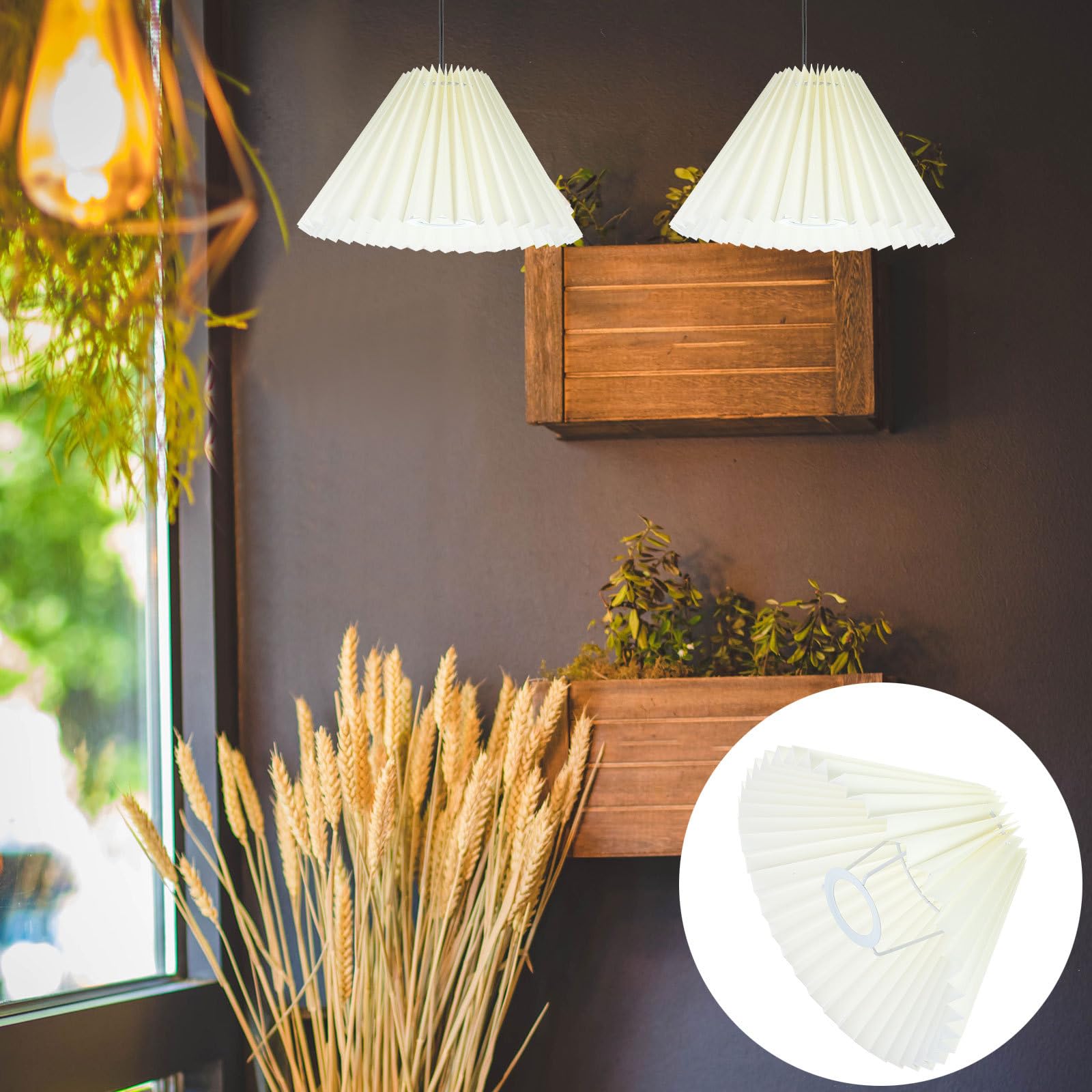 OSALADI Beige Pleated Lamp Shade - Fabric Pleated Chandelier & Pendant Light Shade - Small Clip-On Lampshade for Table & Floor Lamps - Perfect for Living Room, Bedroom & Office Lighting Decor