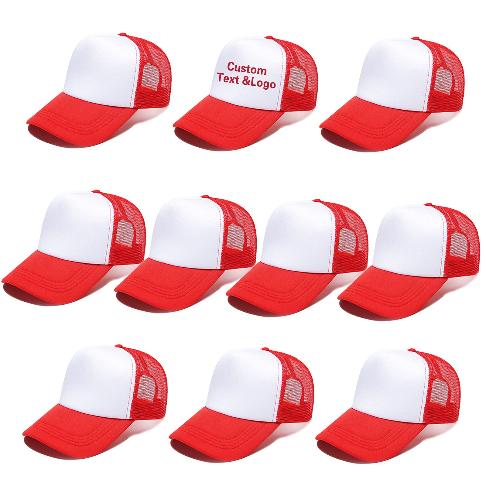 Ultrafun 10 Pack Blank Trucker Hats - Bulk Sublimation Mesh Baseball Caps for Men & Women - Adjustable Snapback for Sports, Outdoor Activities & Custom Printing