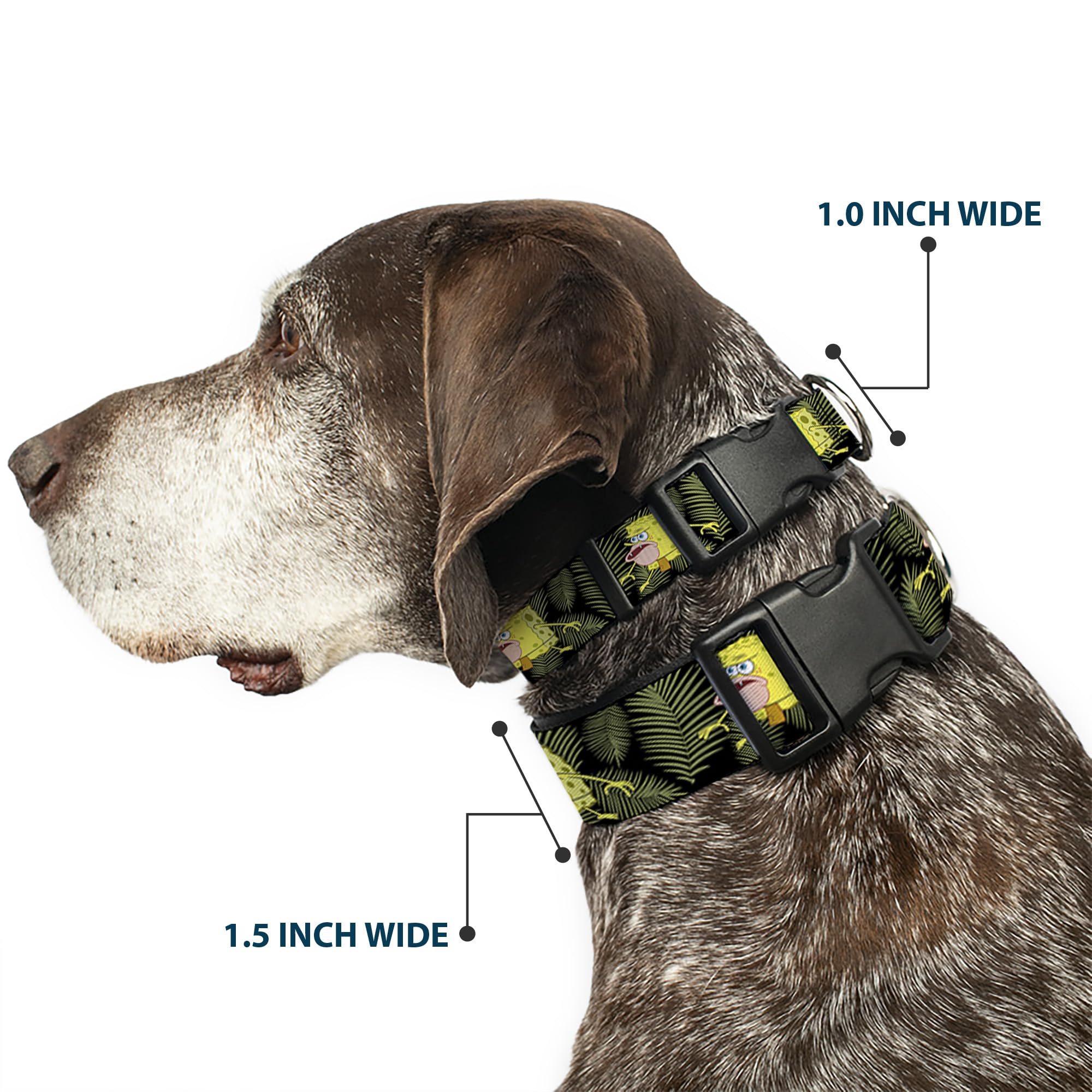 Durable Plastic Clip Dog Collar with Sponge & Primitive Leaf Design - 13 to 18 Inches, 1.5 Inch Wide - Perfect for Small to Medium Dogs - Ideal for Daily Walks, Training & Outdoor Adventures