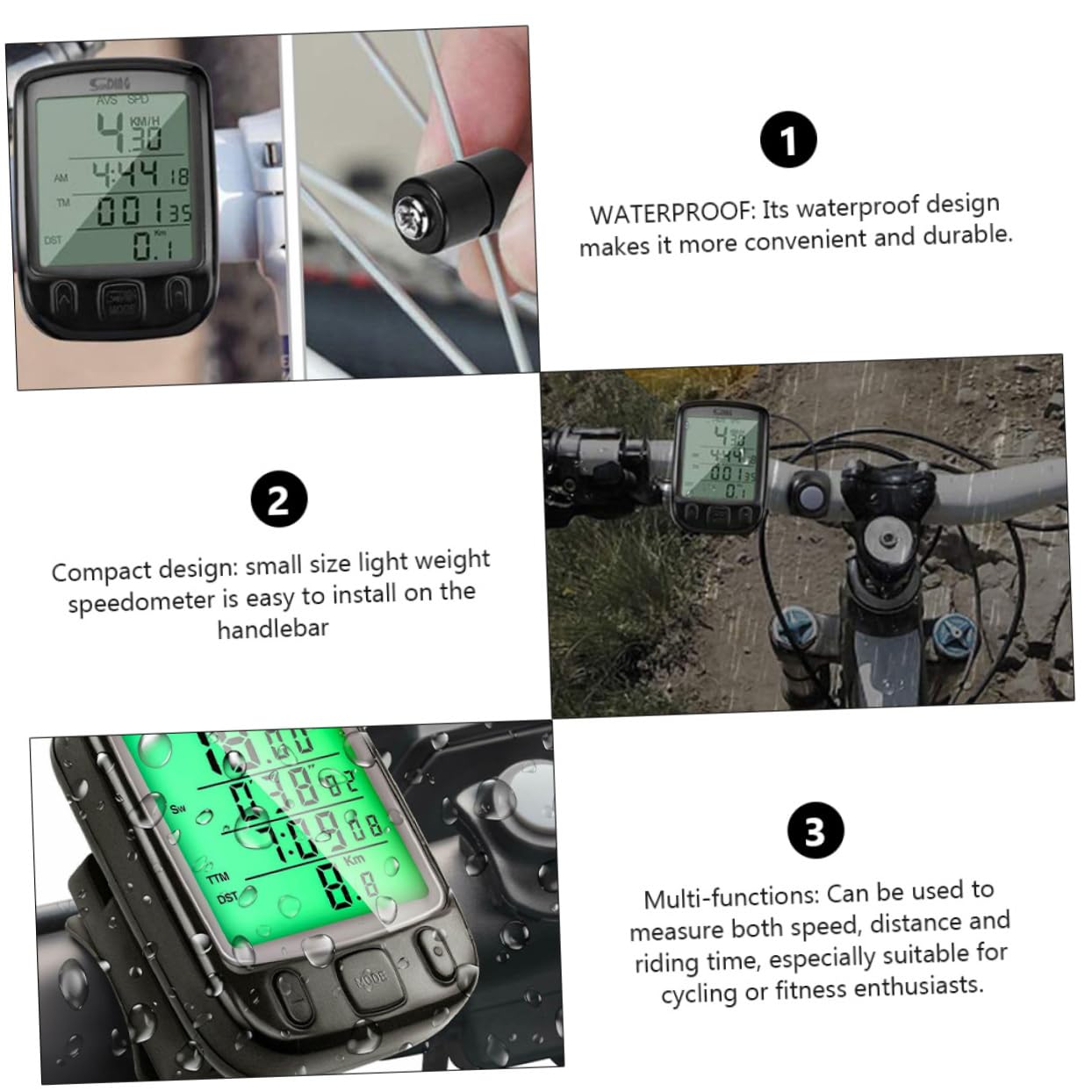 2 Sets Bike Speedometer with Stopwatch - Waterproof Cycling Computer for Bicycle, Exercise Bike & Kayak - Track Speed, Distance & Time - Ideal for Outdoor Sports & Fitness Training