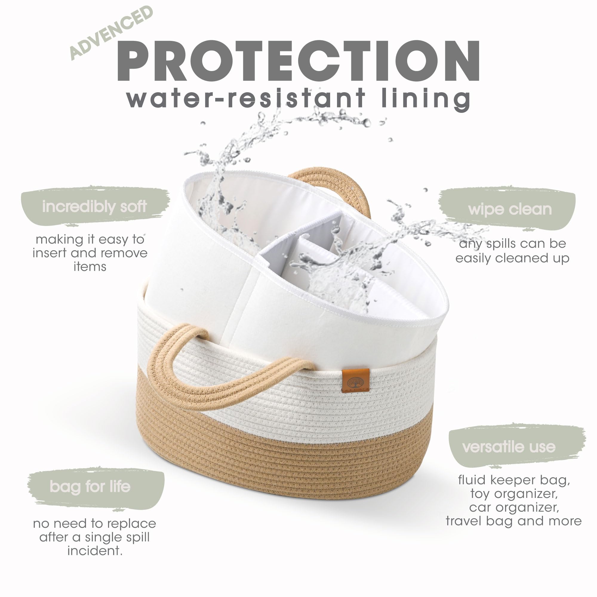 J&JOO 2-in-1 Baby Diaper Caddy Organizer with Water-Resistant Lining | Portable Diaper Storage Basket for Changing Table, Nursery & Travel | Newborn Essentials for Diapers, Wipes & Baby Care Products | Perfect for Home, Daycare & On-the-Go Parents