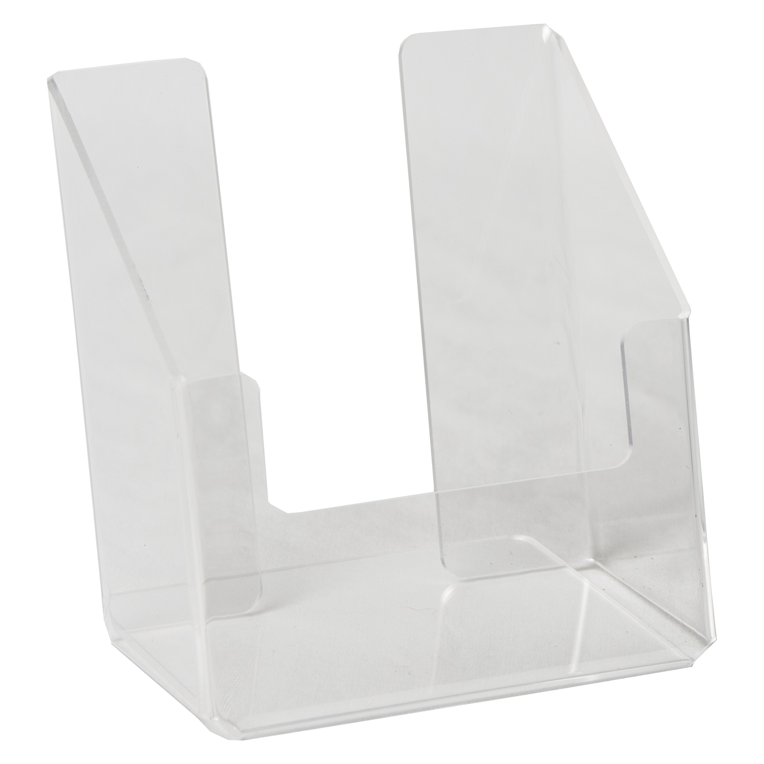 Clear Acrylic Slant Back Bifold Brochure Holder 5.5x8.5 Inches - Plastic Catalog Display Stand with 3