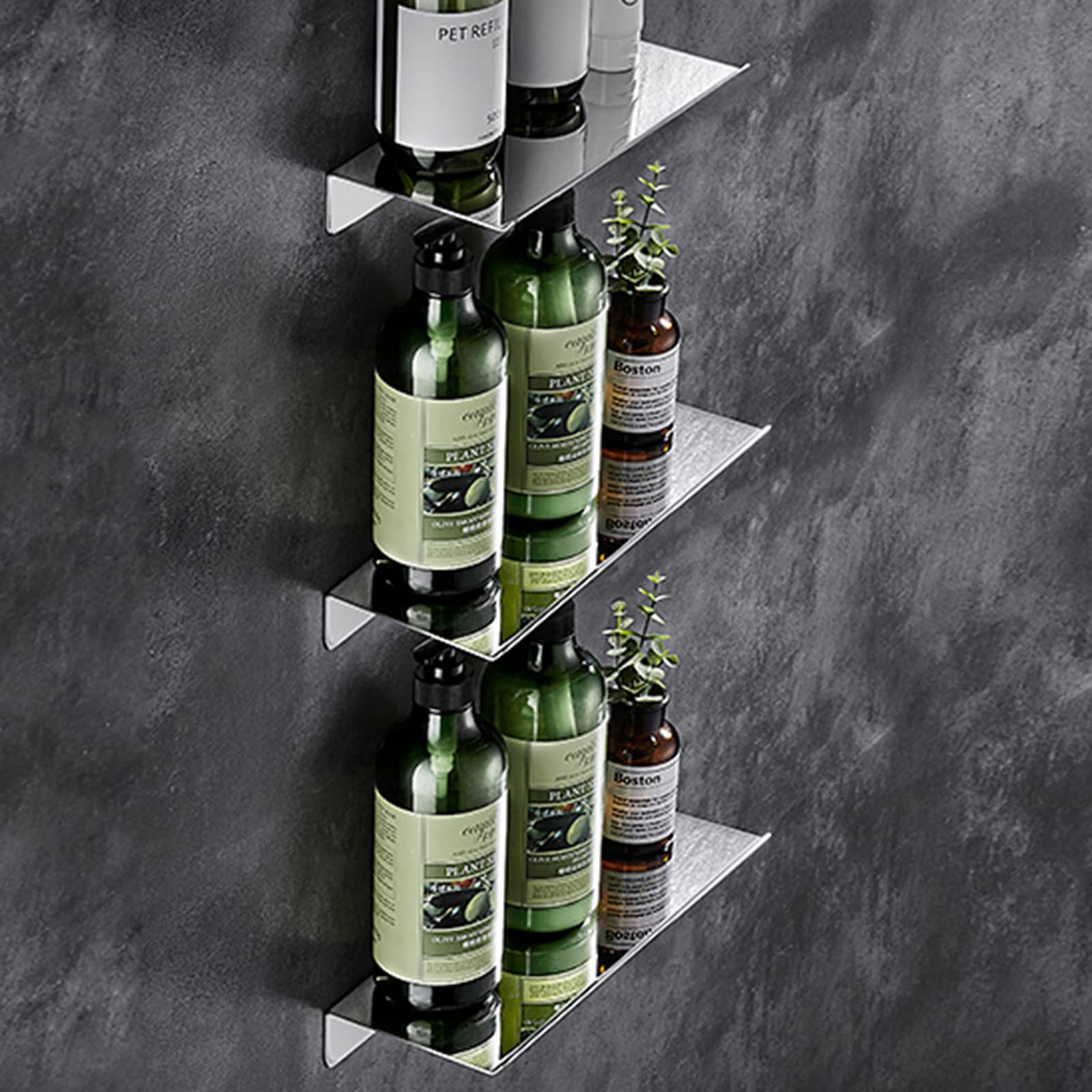 Stainless Steel Shower Caddy - No Drill Adhesive Wall Mount Shampoo Holder with 3 Shelves (30cm) - Rustproof Bathroom Organizer for Shower & Kitchen - Perfect for Small Spaces & Apartment Living