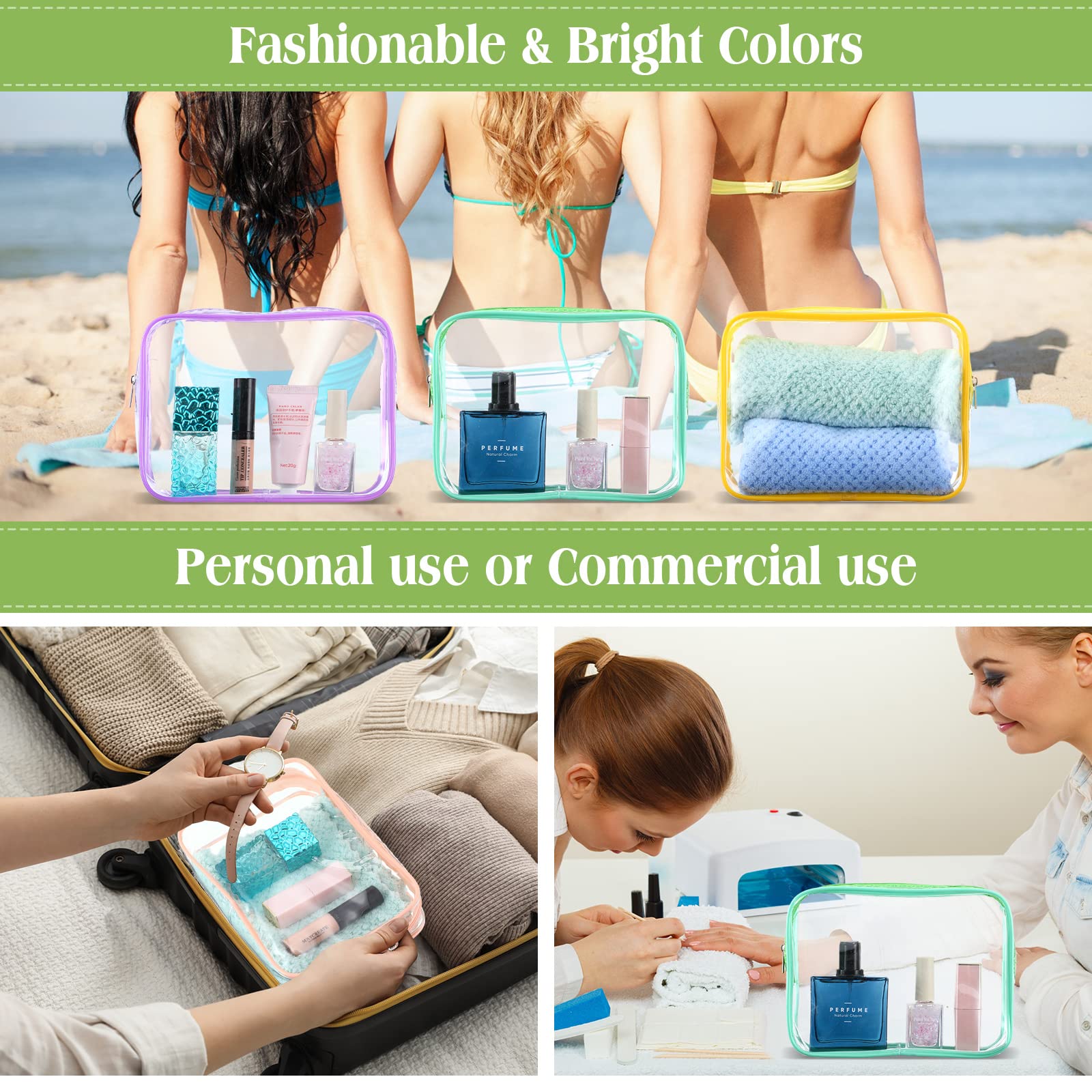 TSA Approved Clear Toiletry Bag 60 Pcs - Travel Cosmetic Organizer for Women & Men, Perfect for Vacation & Air Travel