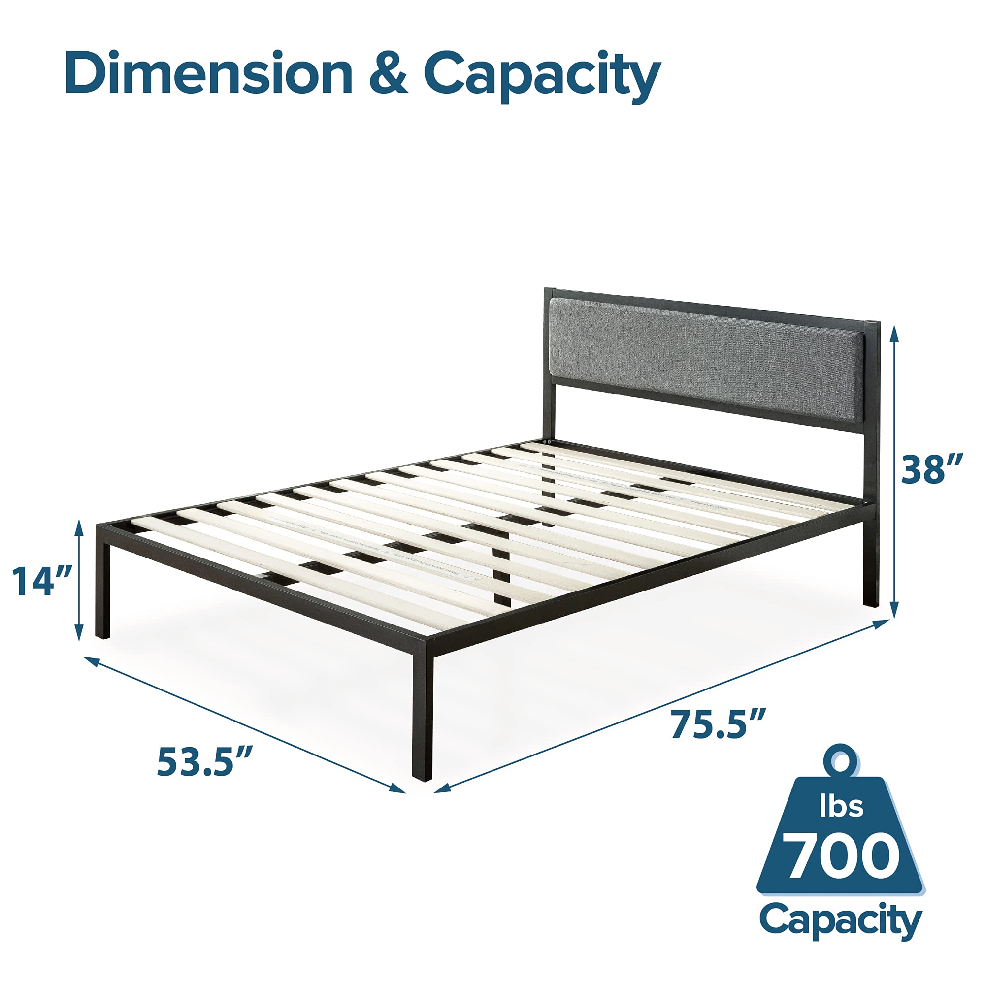 ZINUS Korey Full Metal Bed Frame with Headboard - Easy Assembly for Bedroom