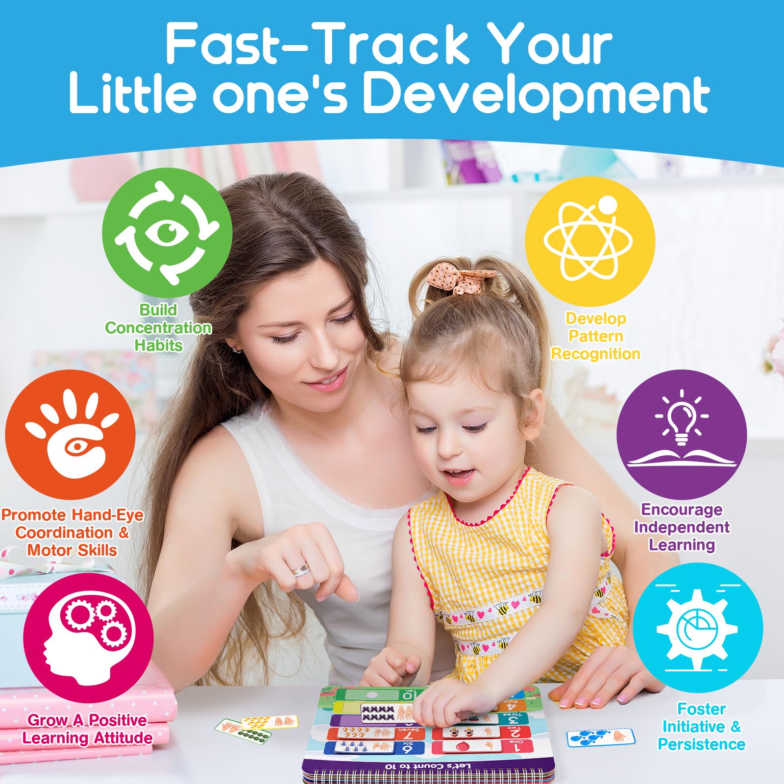 iHarPro Montessori Busy Book for Toddlers 3+ Years - Preschool Learning Activities, Autism Sensory Toys, Travel Educational Toy with Storage Box & Writing Board - Perfect for Home, Classroom & Travel Use