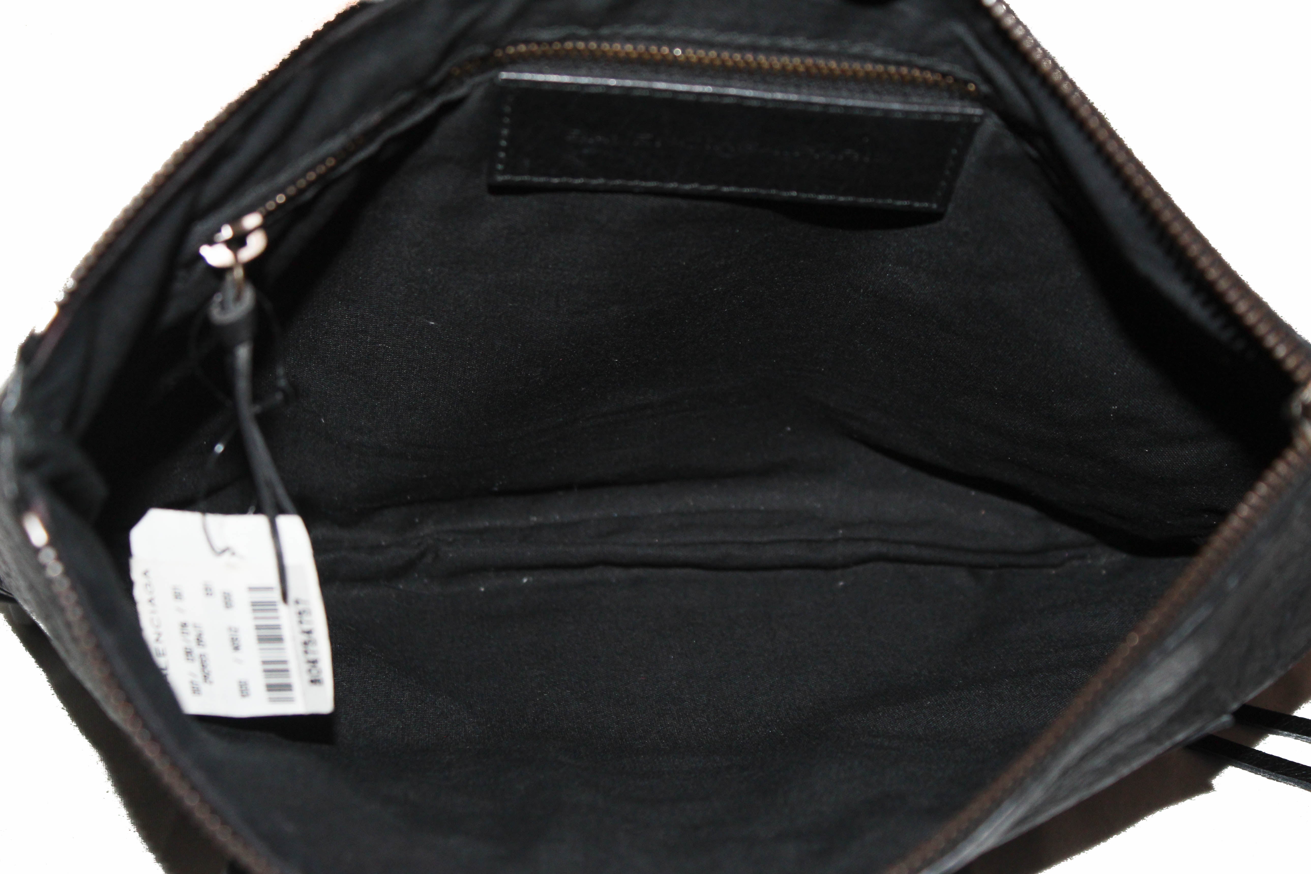 Authentic Balenciaga Black Agneau Leather Classic Motorcycle Clutch Bag 292955 | Luxury Designer Handbag for Women | Perfect for Evening Parties, Date Nights & Fashion Events
