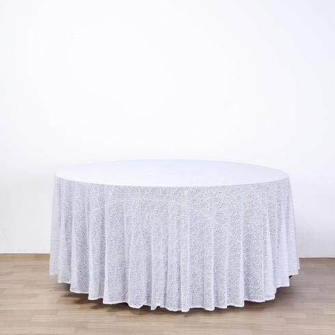 120 Inch Sequin Round Tablecloth - Premium Quality Big Payette White for Wedding, Birthday, Christmas Party & Hall Decoration | Elegant Dining & Event Table Cover