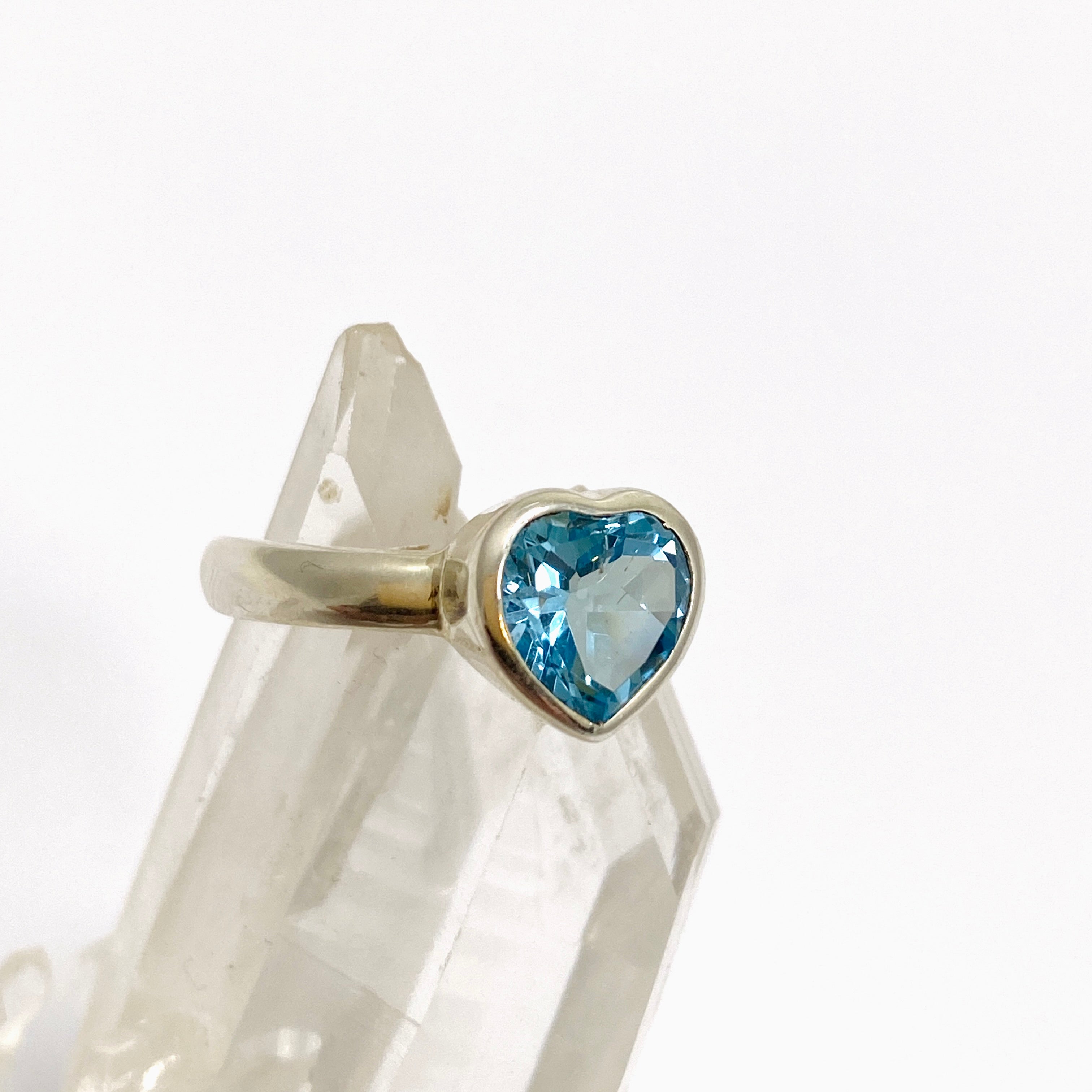 Blue Topaz Faceted Heart Ring PRGJ419 - Elegant Sterling Silver Jewelry for Women, Perfect for Valentine's Day Gifts & Romantic Occasions
