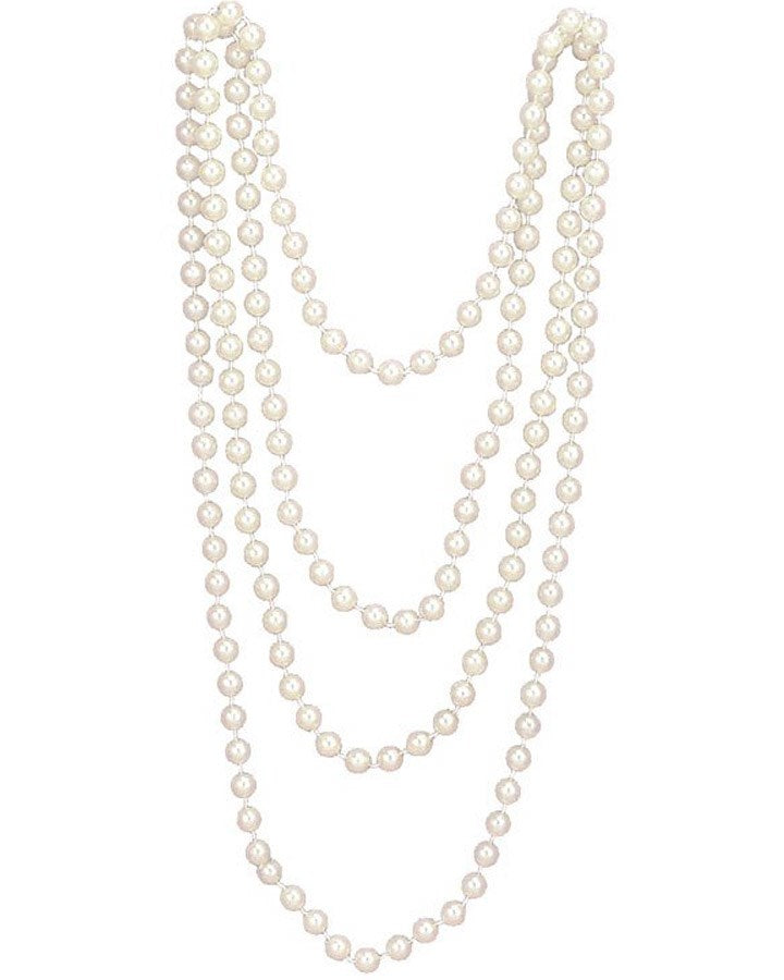 20s White Flapper Beads - Vintage 1920s Style Pearl Necklace for Women - Perfect for Gatsby Parties, Roaring 20s Costumes & Retro Fashion Events