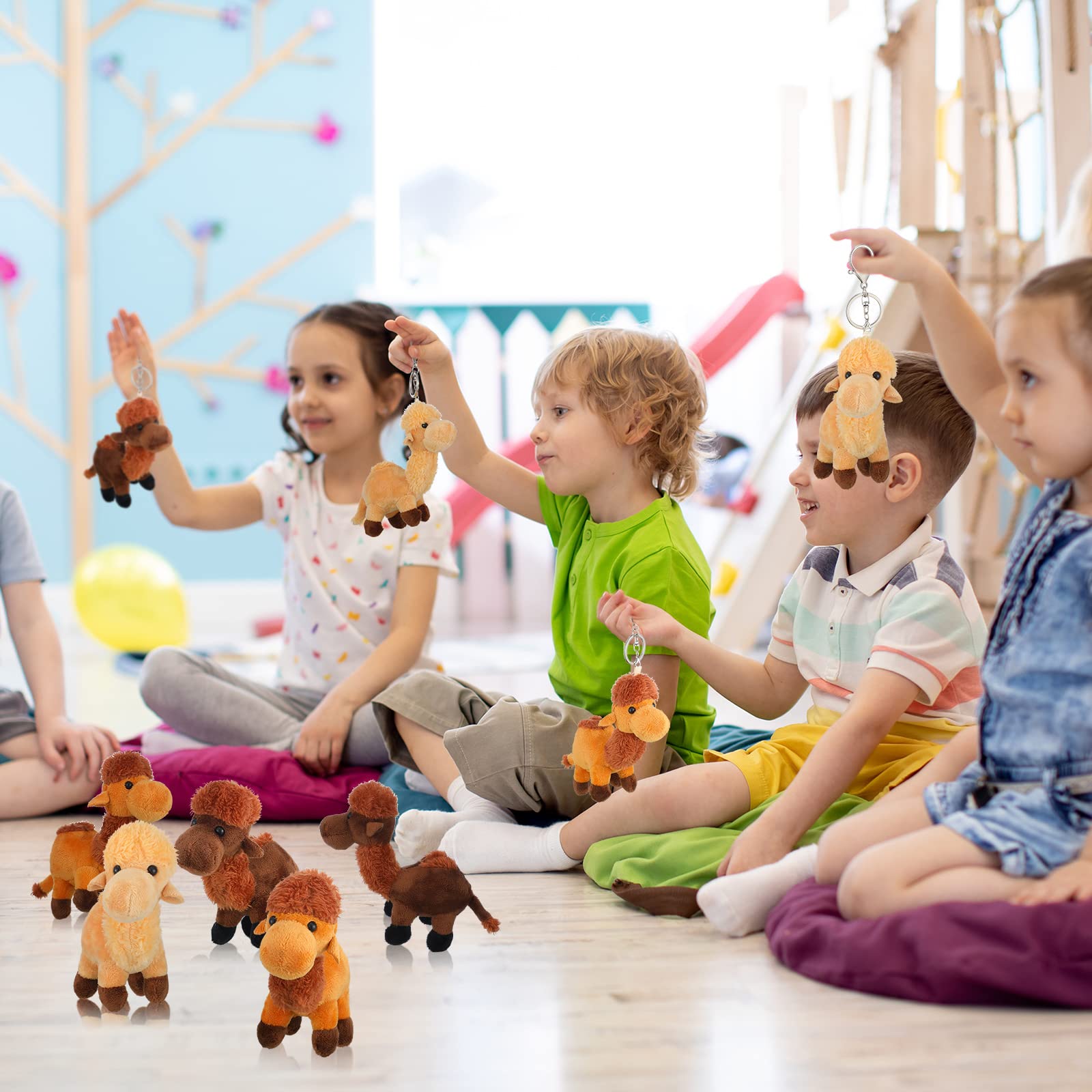 9 Pack Cute Camel Plush Stuffed Animals - Soft Small Hanging Ornaments for Keys, Purse & Backpack - DIY Birthday Party Favors (5.5 x 2 Inches) - Perfect for Kids Gifts, School Supplies & Home Decor