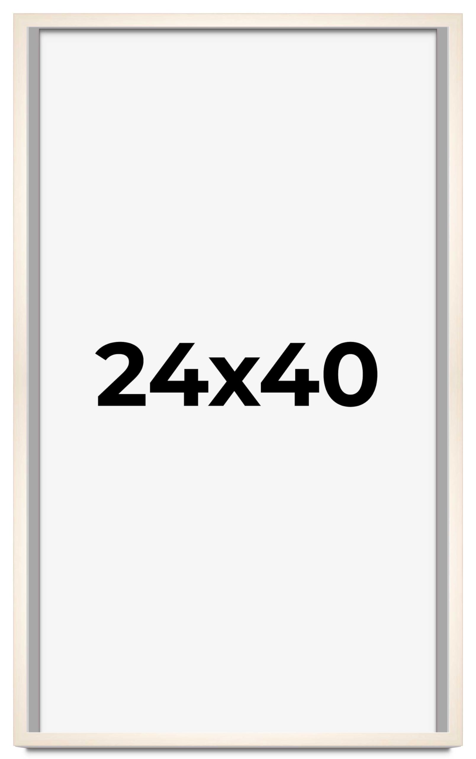 CountryArtHouse 24x40 Inch Whitewashed Solid Wood Picture Frame - 0.8125