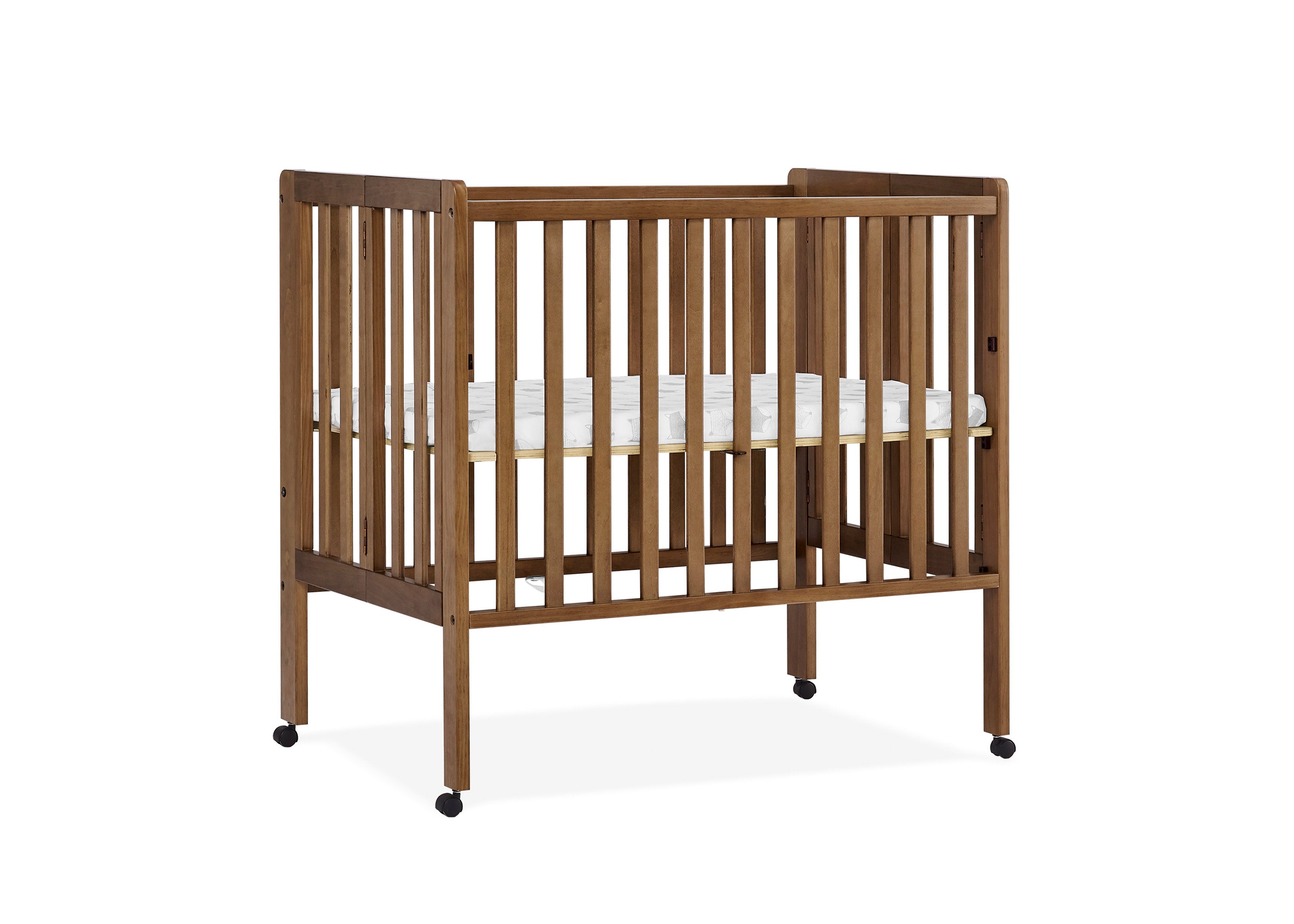 Lee Portable Folding Mini Crib with 1.5 Inch Mattress - Lightweight Travel Crib for Babies & Toddlers - Perfect for Home, Travel, and Daycare Use