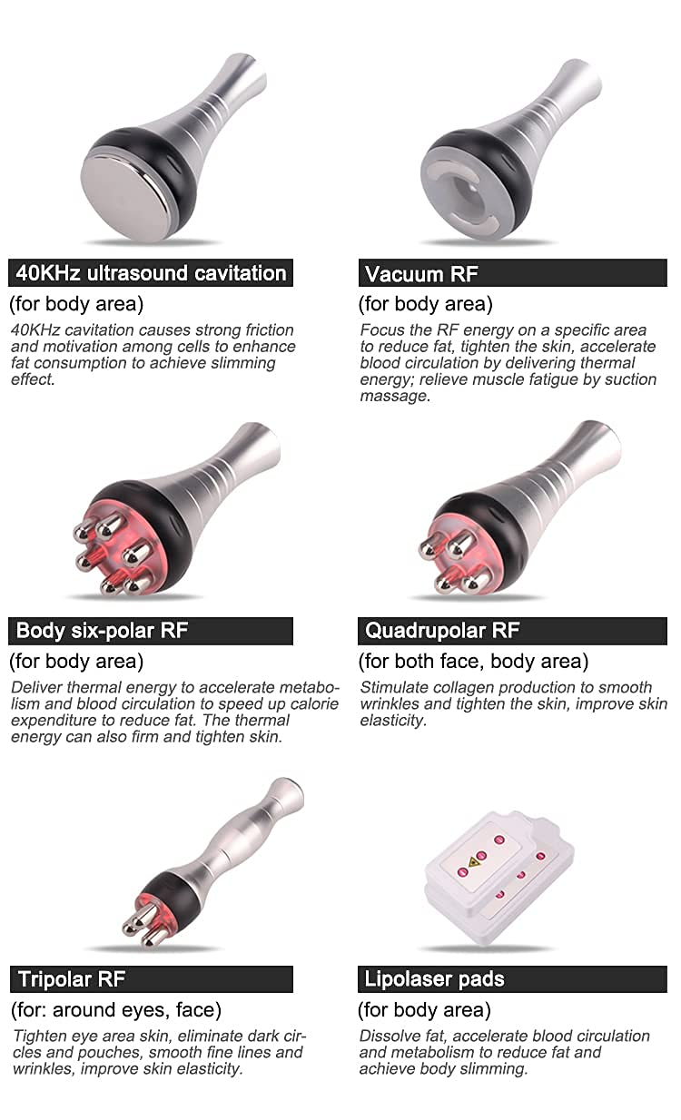 Babiloon 40K Cavitation Machine - 6 in 1 Professional Body Beauty Device with Radio Frequency & Vacuum Reduction for Arm, Waist, Thigh, Hip & Leg Contouring - Perfect for Home Spa & Salon Treatments (UK)