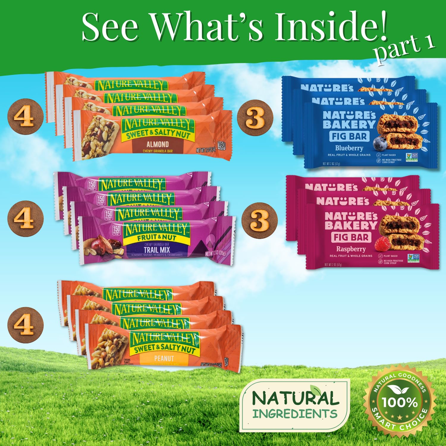Healthy Mixed Granola Bars Variety Pack - 32 Count Assorted Fig, Oat, Nut & Fruit Snack Bars for Adults & Kids | Perfect for Office Snacks, Travel Food, School Lunches & Gift Baskets