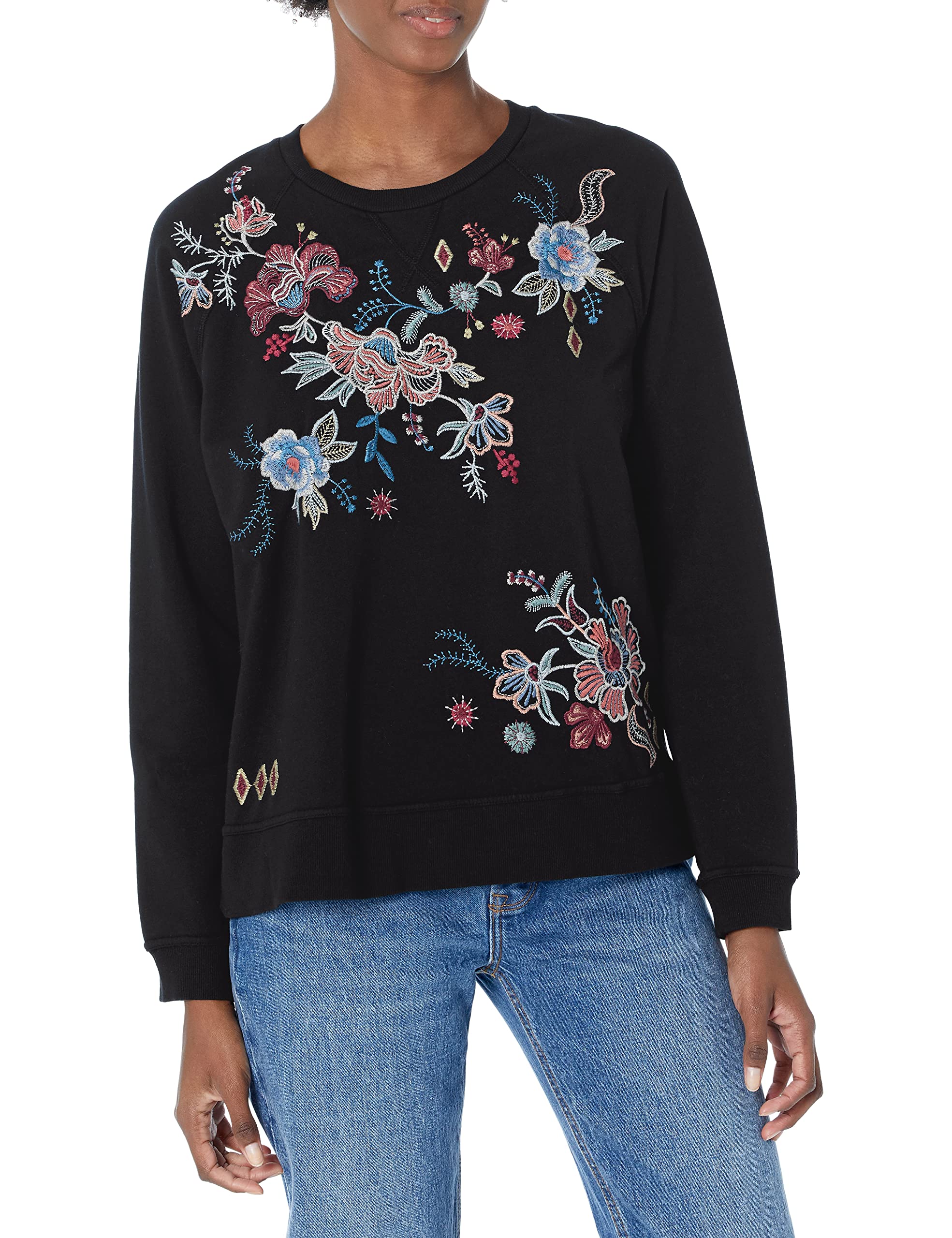 JWLA By Johnny Was Women's Long Sleeve Raglan Sweatshirt | Soft Casual Pullover | Cozy Lounge & Streetwear Top for Everyday Comfort