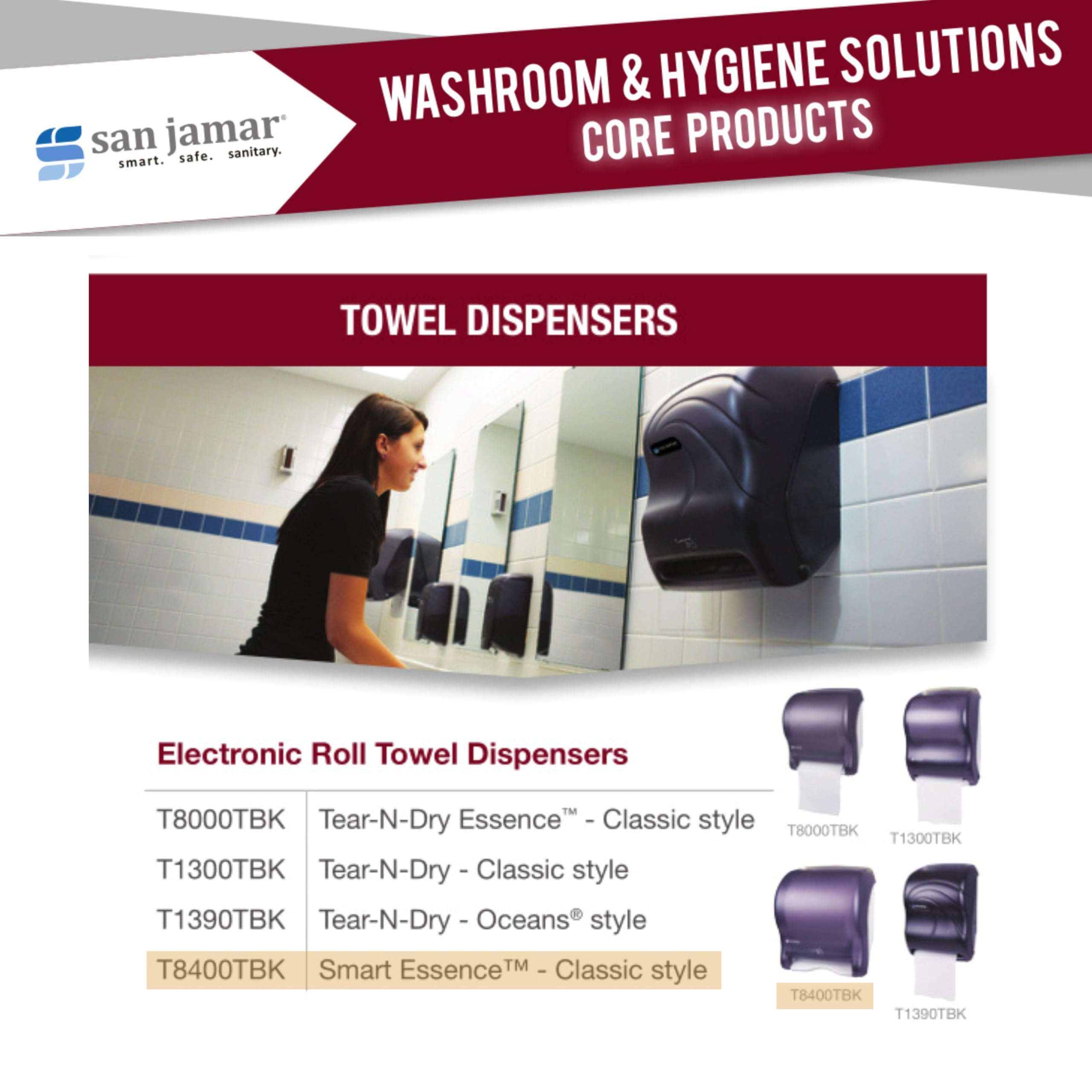 San Jamar Classic Smart Essence Plastic Paper Towel Dispenser - Black Pearl, 10 x 14.5 x 12.5 Inches - Bathroom & Kitchen Towel Holder for Countertop, Wall Mount - Hygienic & Space-Saving Solution for Homes, Offices & Restaurants
