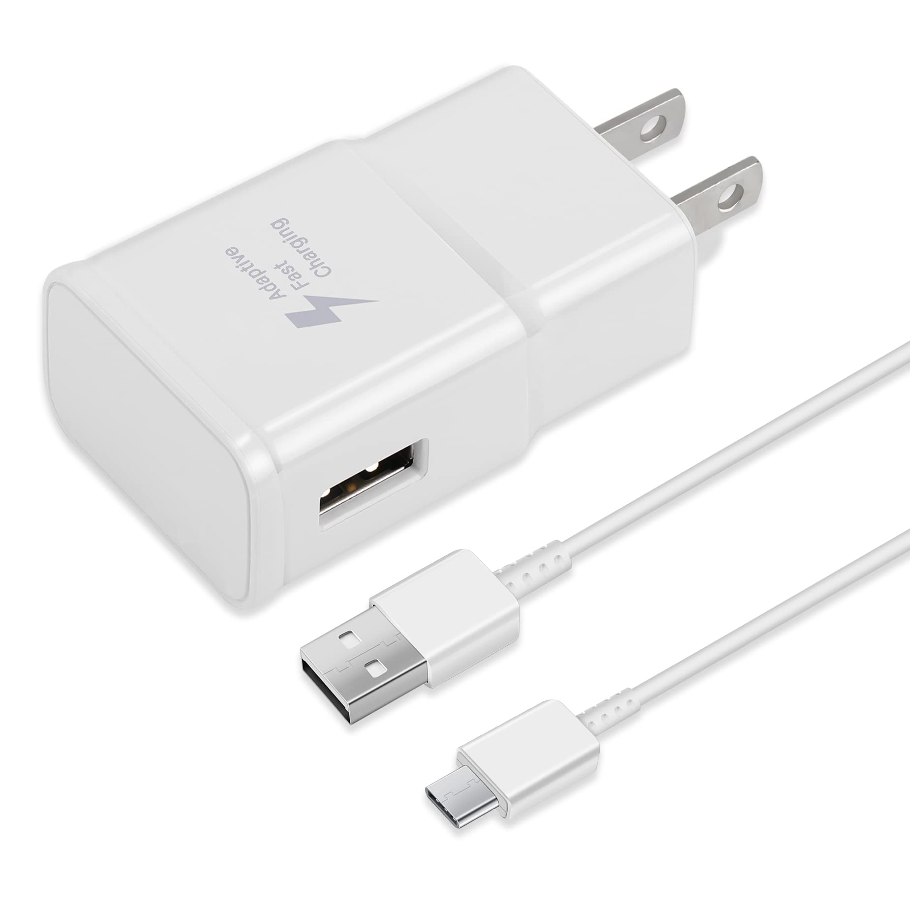 Fast Charging USB-C Kit - 5FT Type C Cable & Adaptive Wall Charger for Samsung Galaxy S21/S21+/S10/S10e/S9/S8/A51/Z Flip3/A53/A71/Note 8/9, Google Pixel 3/2XL - Original Replacement Charger for Home, Office & Travel