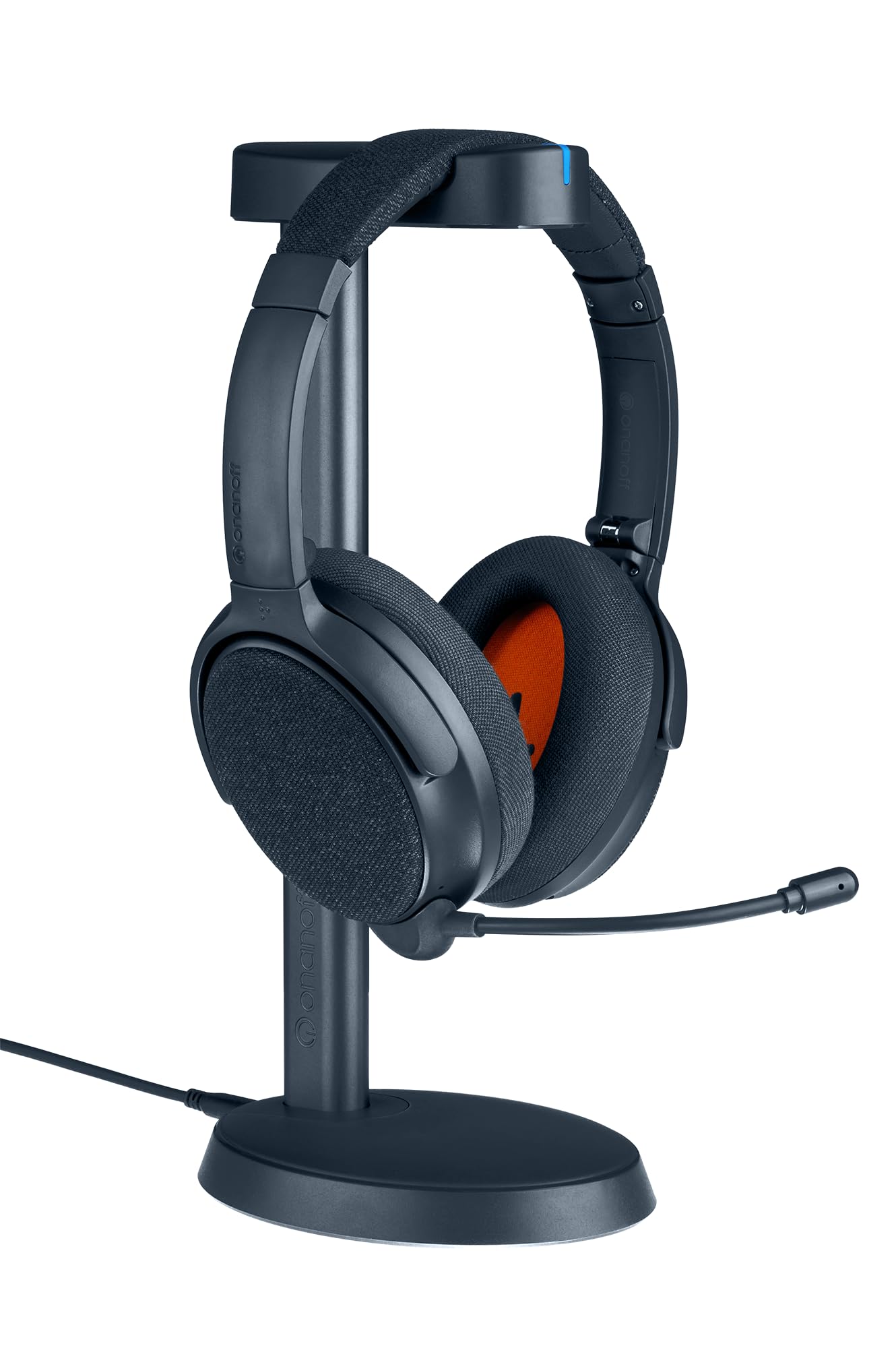 ONANOFF Fokus+ Hybrid ANC Noise Cancelling Bluetooth Headphones - 50H Playtime, Wireless Charging Stand, Detachable Boom Mic - Perfect for Home Office, Work & Travel (Midnight Blue) | Premium Sound for Conference Calls, Music & Entertainment