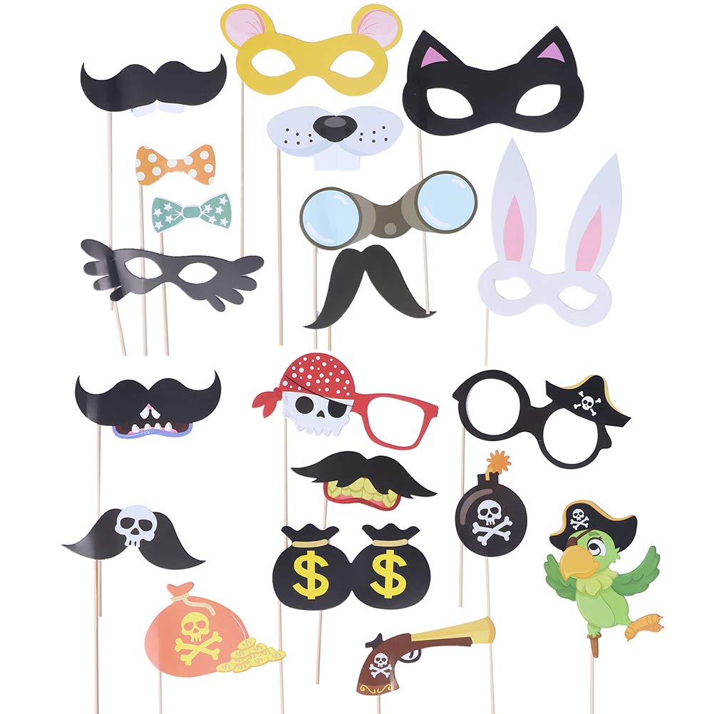 Amosfun 20pcs Birthday Party Photo Props - Colorful Paper Photo Booth Props for Kids, Photo Holders & Party Favors - Perfect for Birthday Celebrations, Baby Showers & Family Gatherings