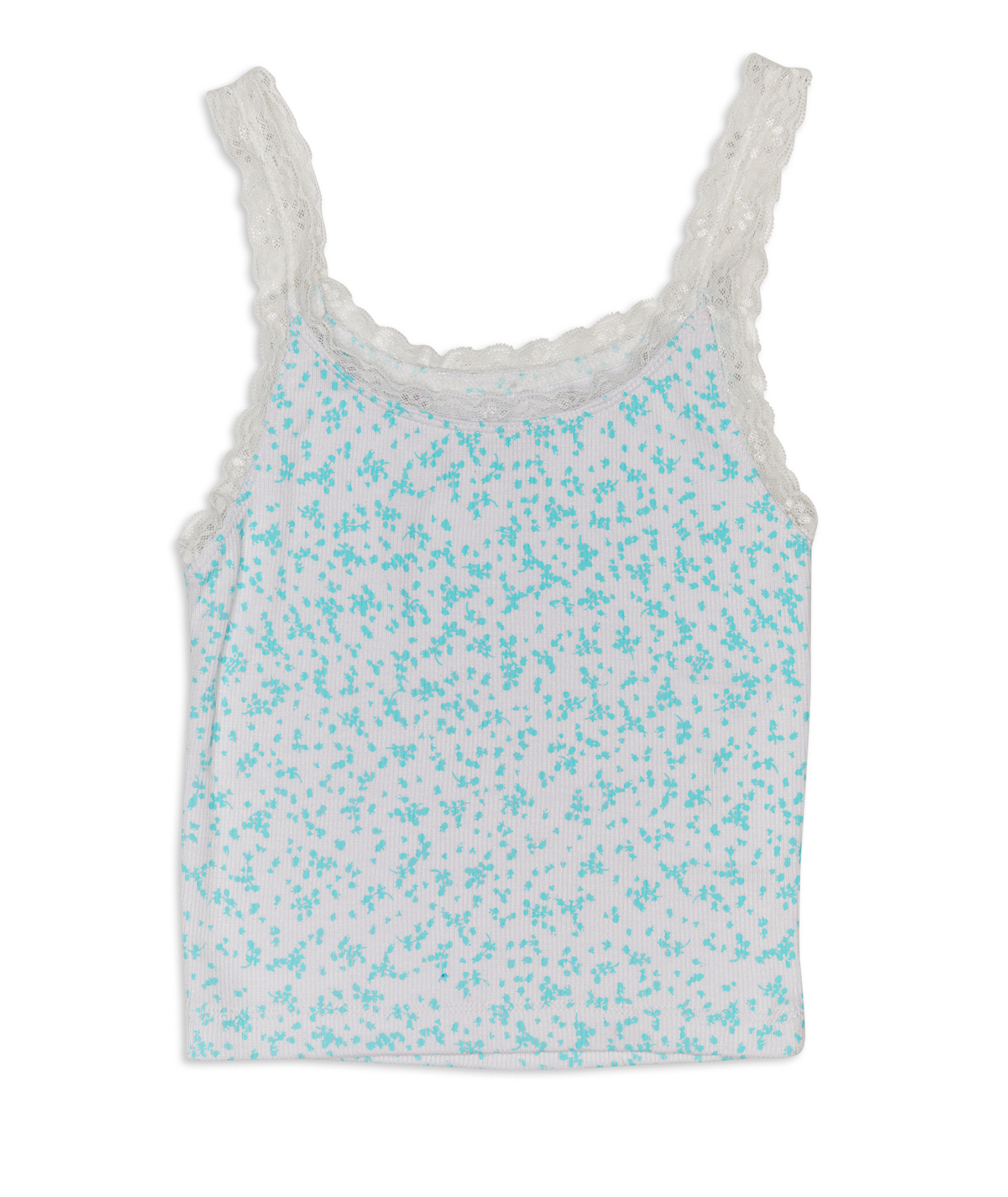 FBZ Girls Lilia Aqua Floral Lace Tank Top - Summer Beach Wear, Casual Outfit for Teen Girls, Flowy Lace Camisole for Women, Perfect for Vacation & Outdoor Activities